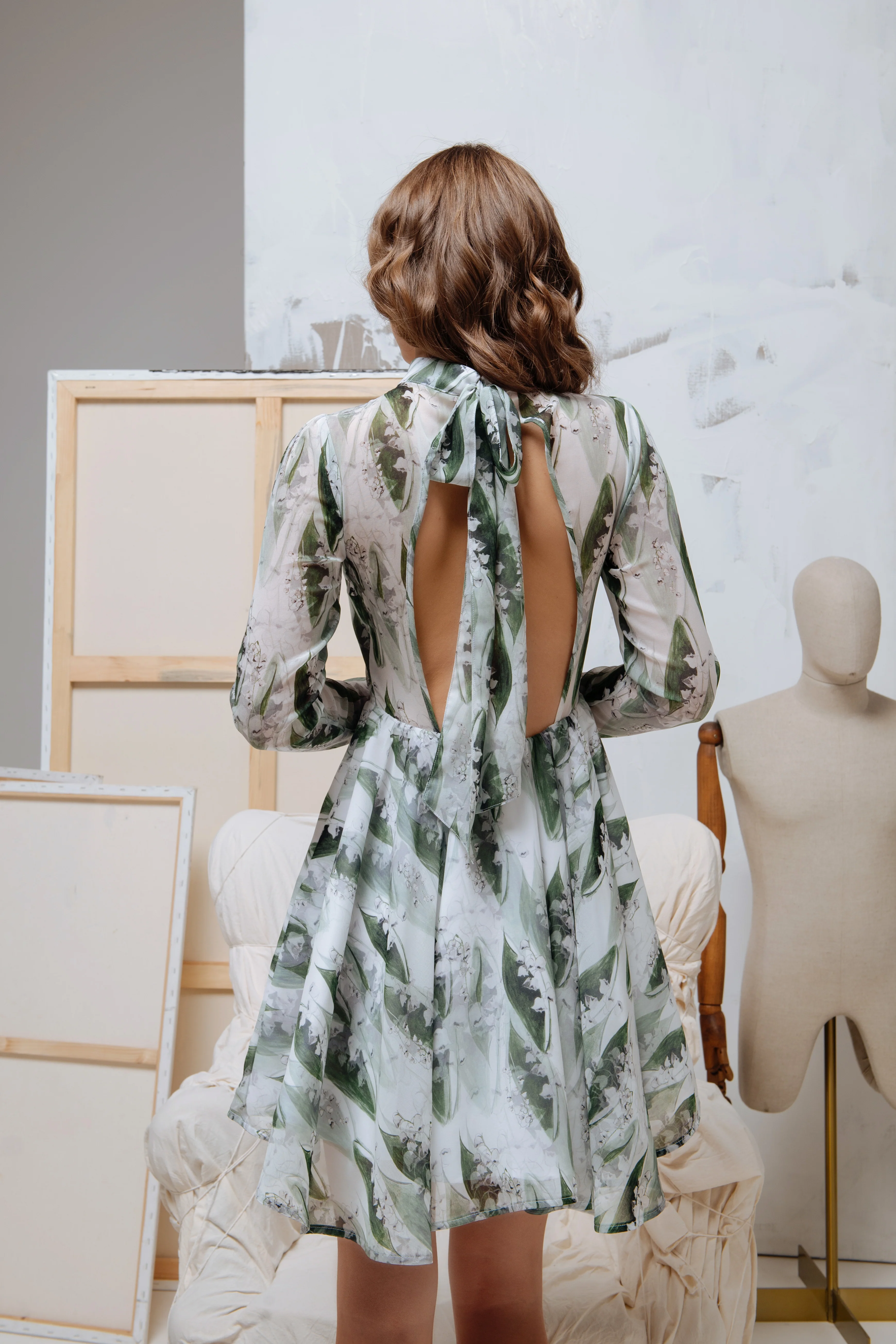 Backless Dress with Floral Print | Lily of the Valley - Image 2