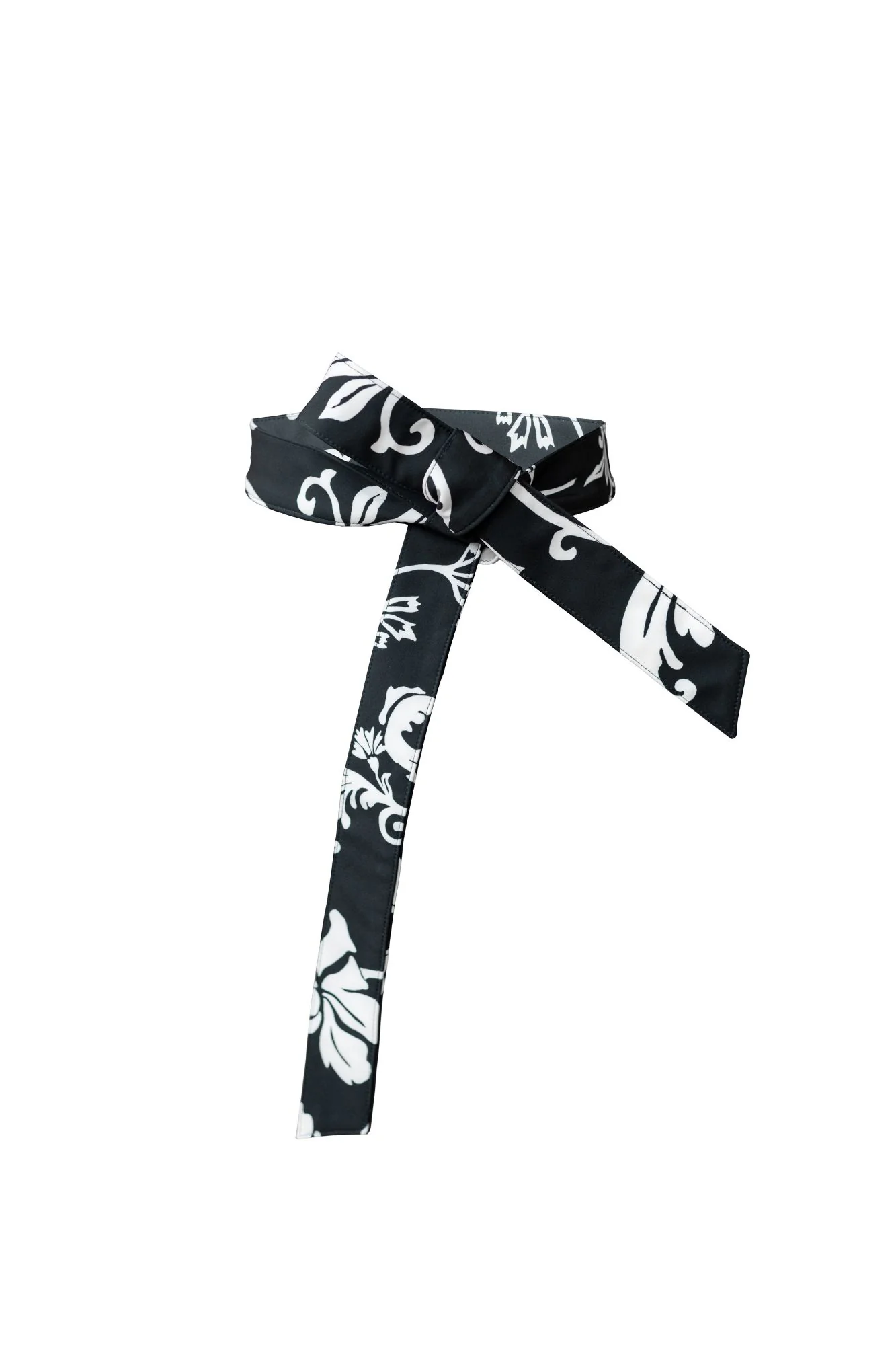 Black Belt with Off-White Floral Print | Blooming Night