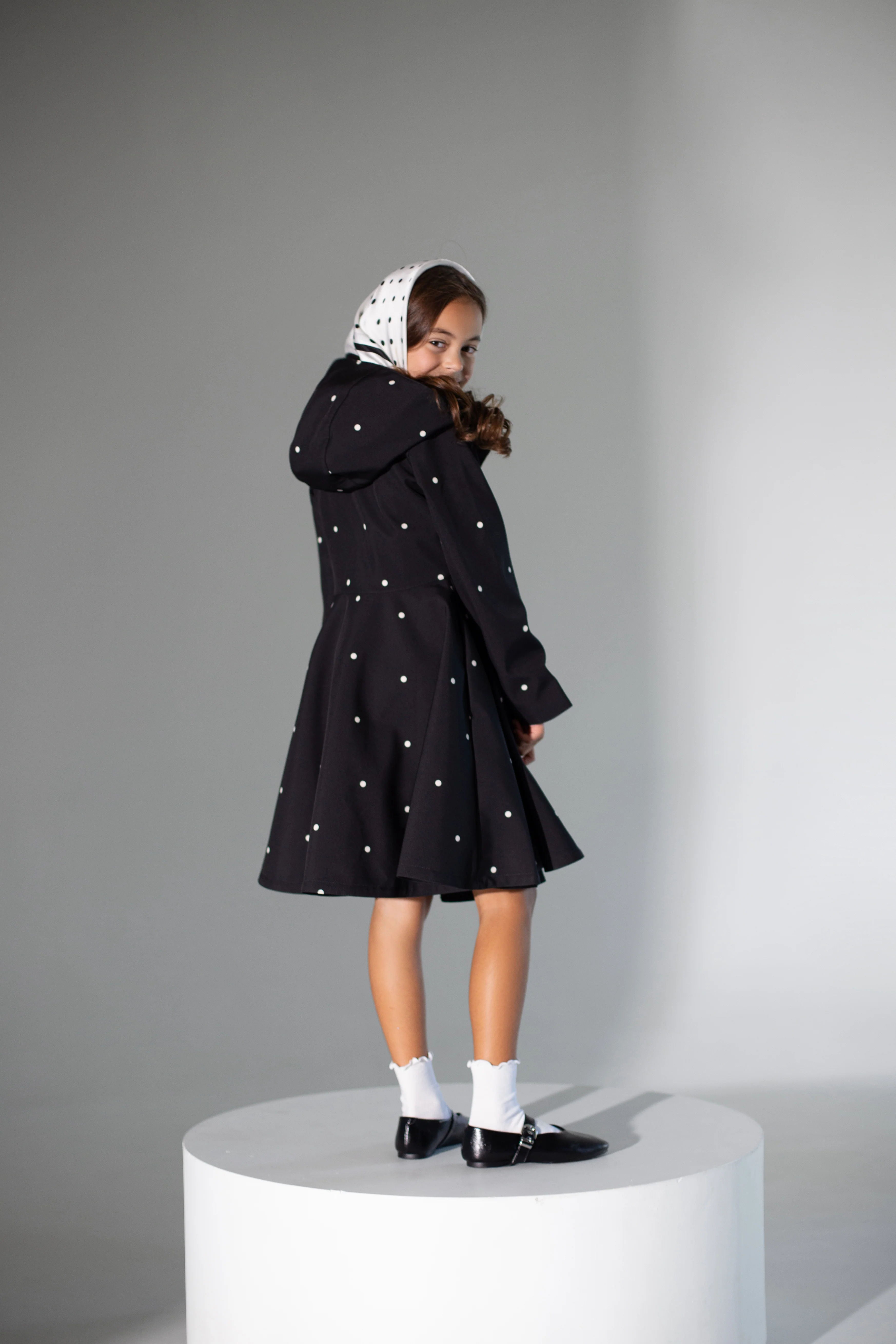 Black Coat for Girls with Polka Dots | Timeless Polka Dots - Image 4