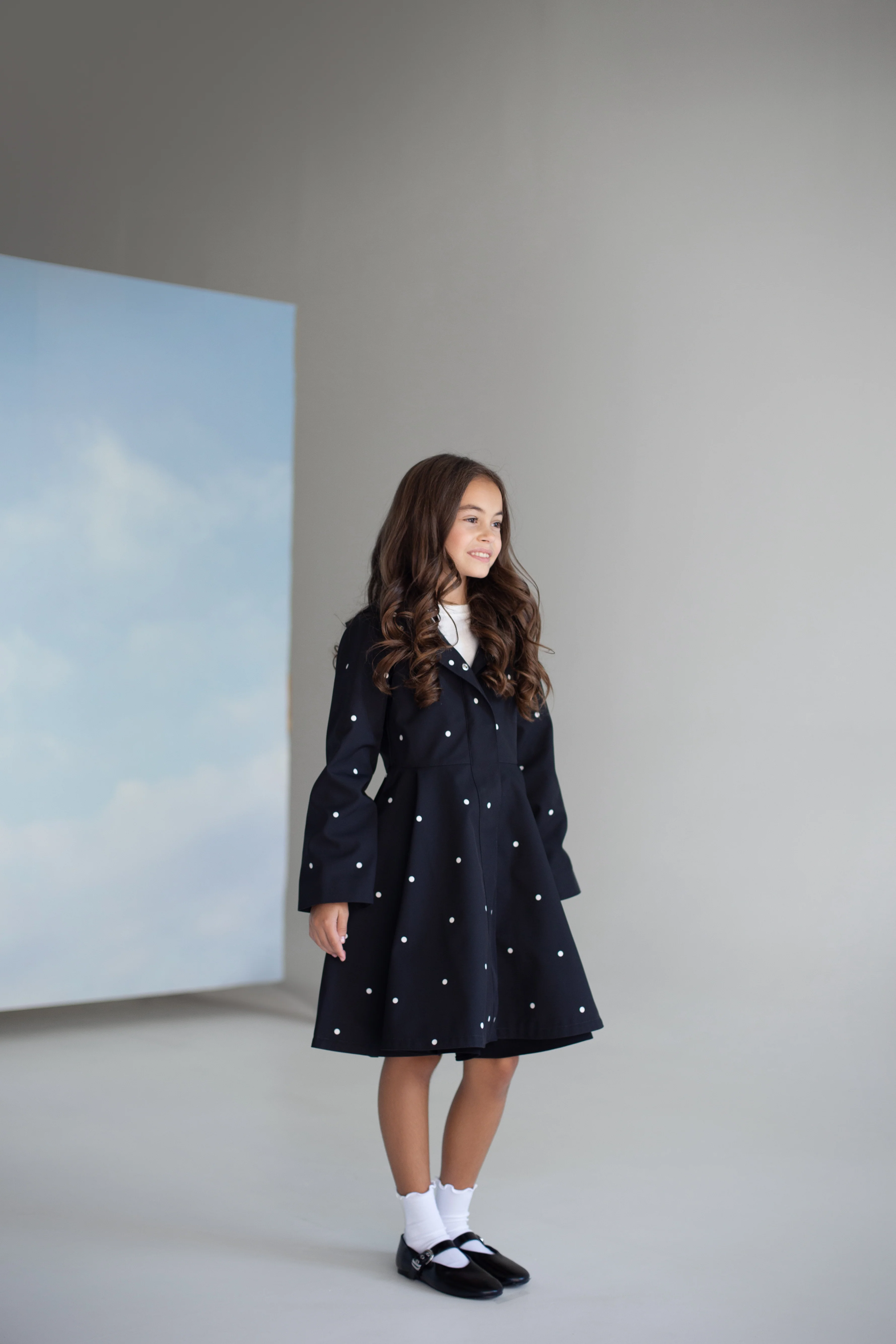 Black Coat for Girls with Polka Dots | Timeless Polka Dots - Image 5