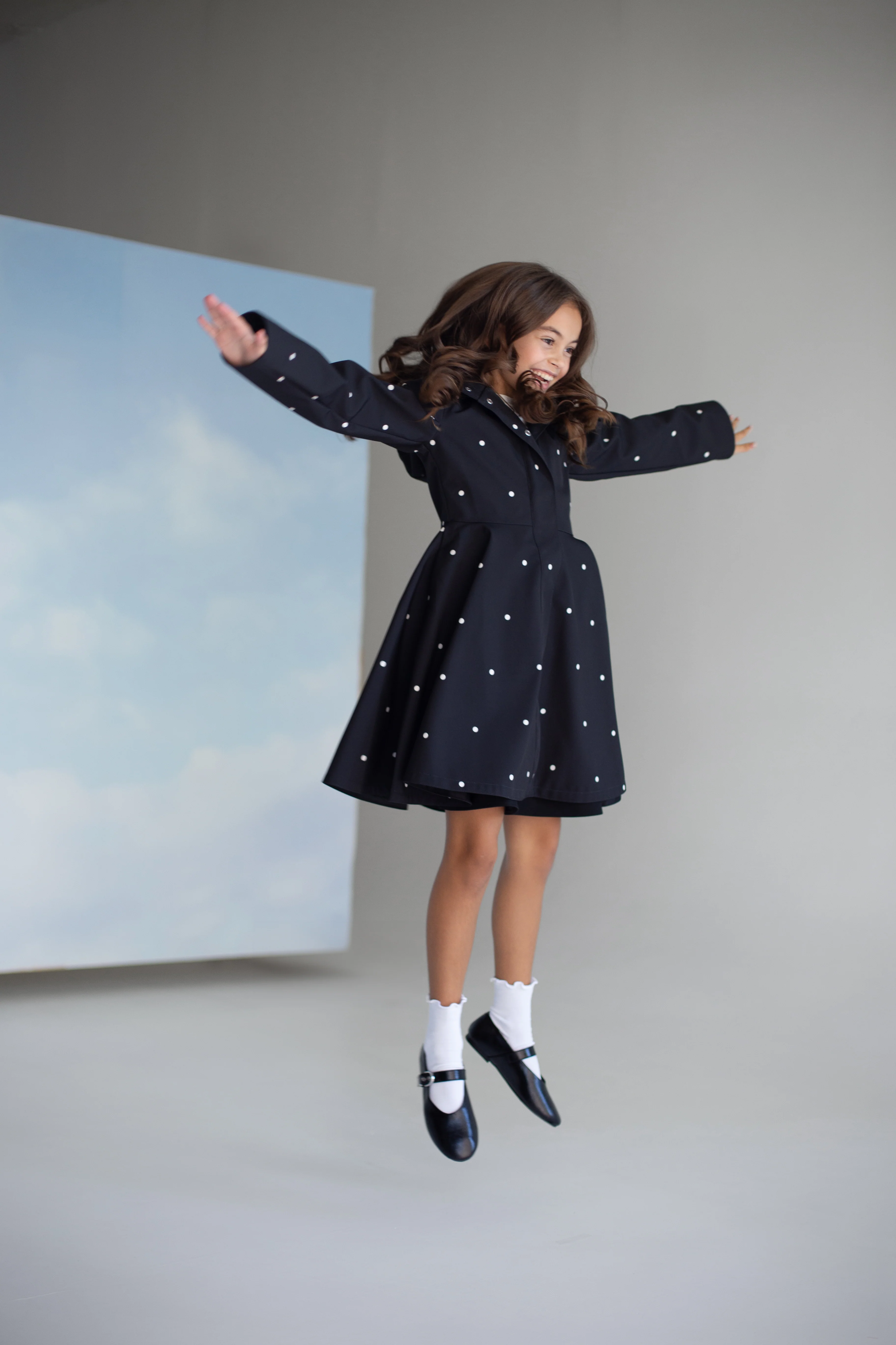 Black Coat for Girls with Polka Dots | Timeless Polka Dots - Image 6