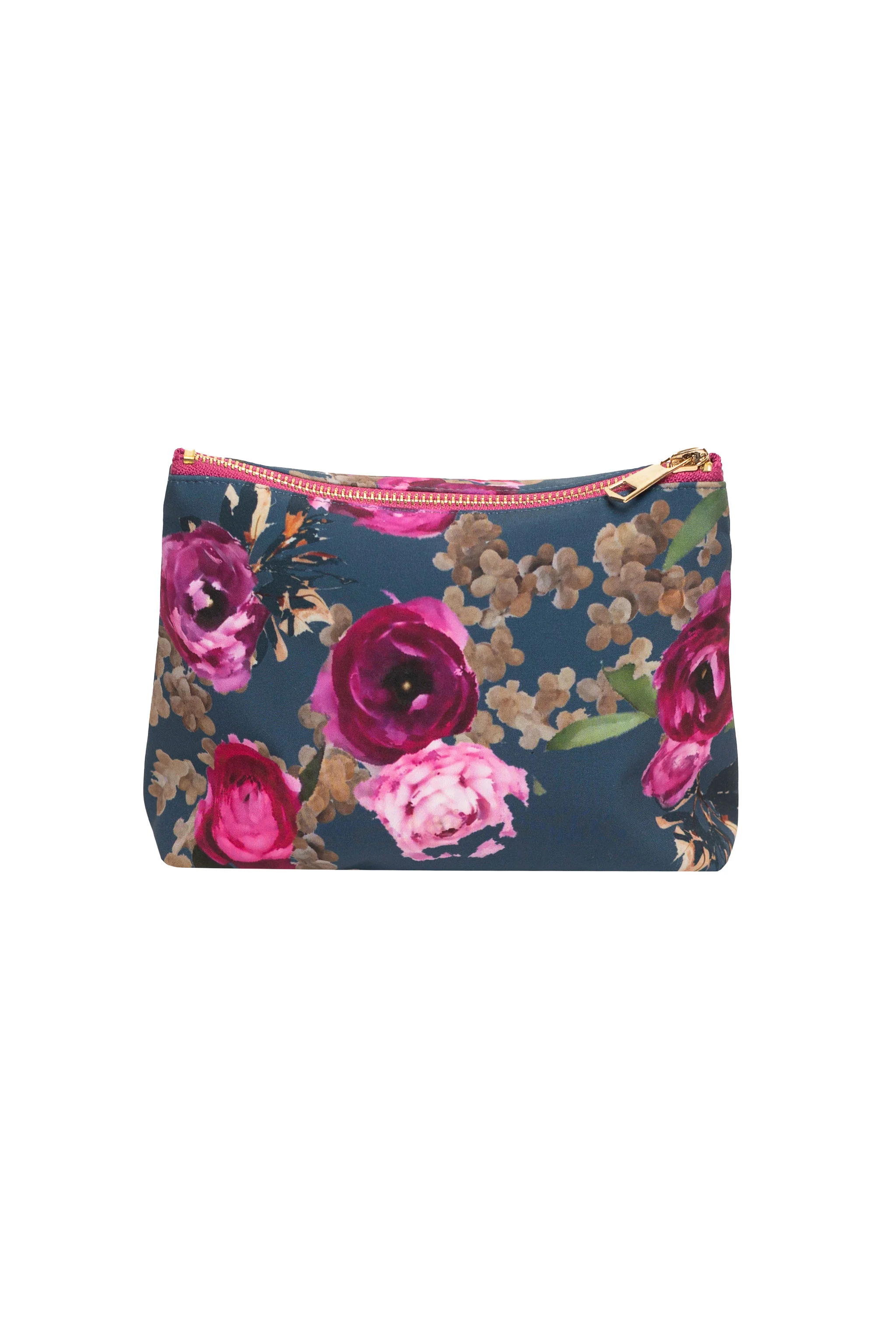 Blue And Pink Floral Makeup Bag | Misty Rose
