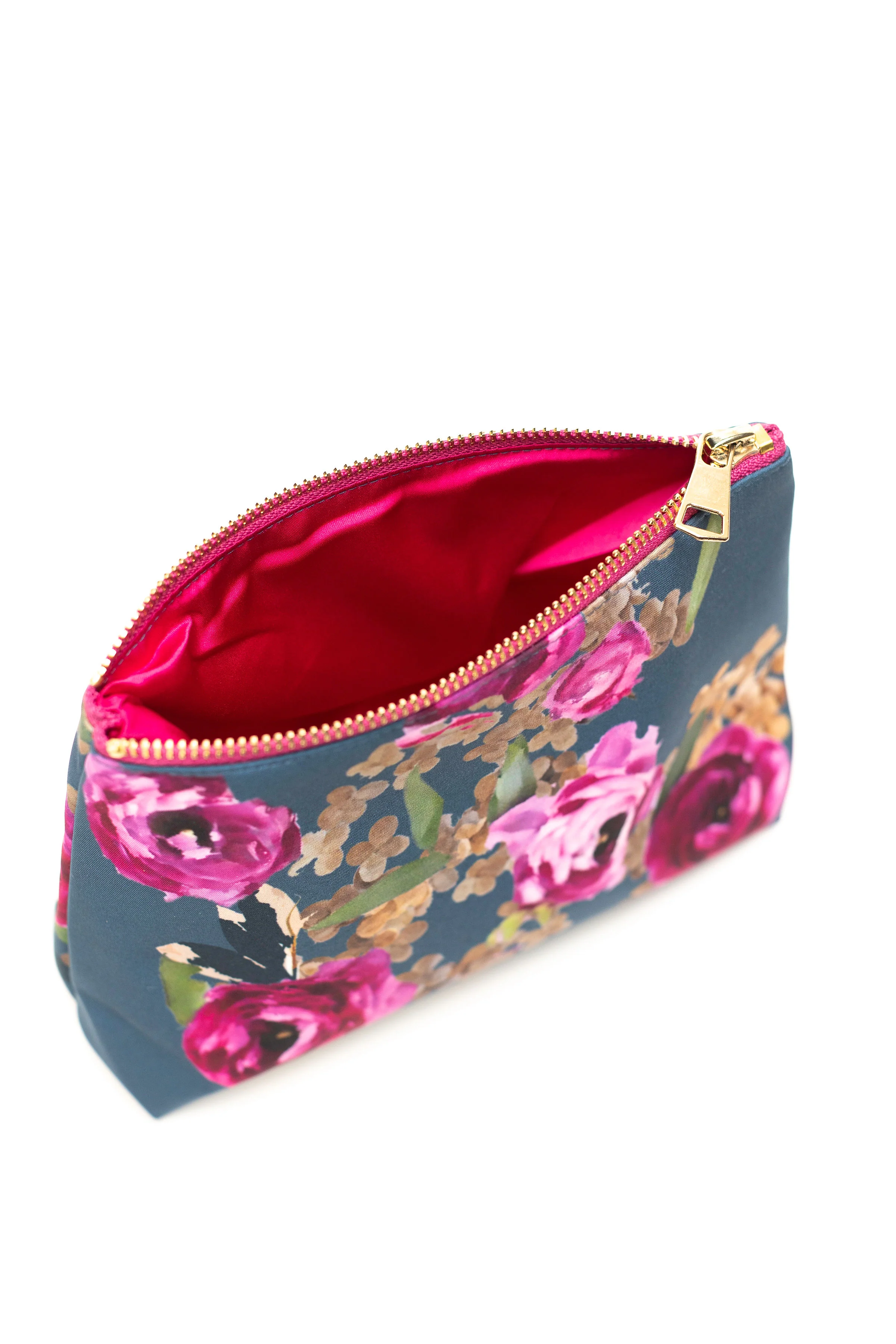 Blue And Pink Floral Makeup Bag | Misty Rose - Image 2