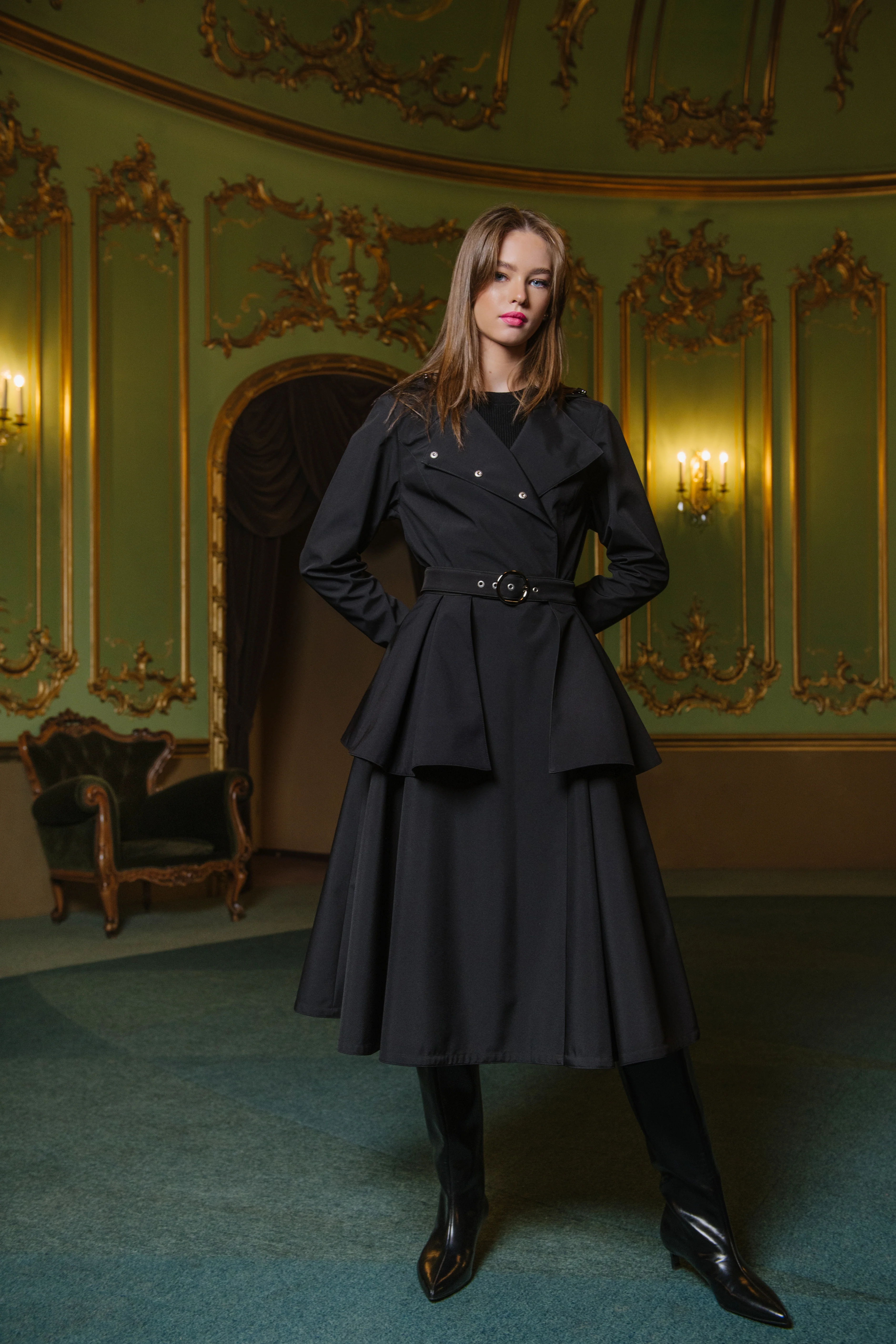 Buckle Belt with Peplum Detail in Black | Majestic Night - Image 6