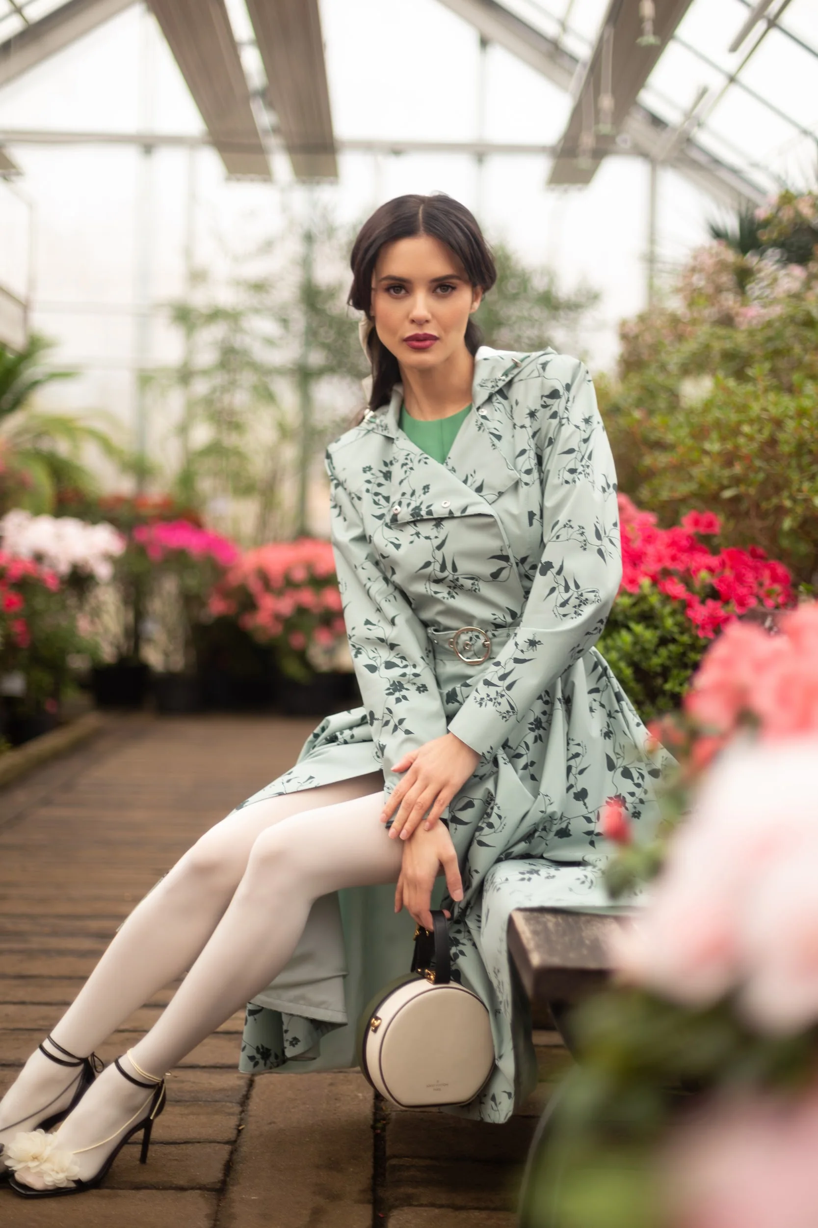 Double Breasted Trench Coat for Spring in Light Green | Minty Meadow - Image 3