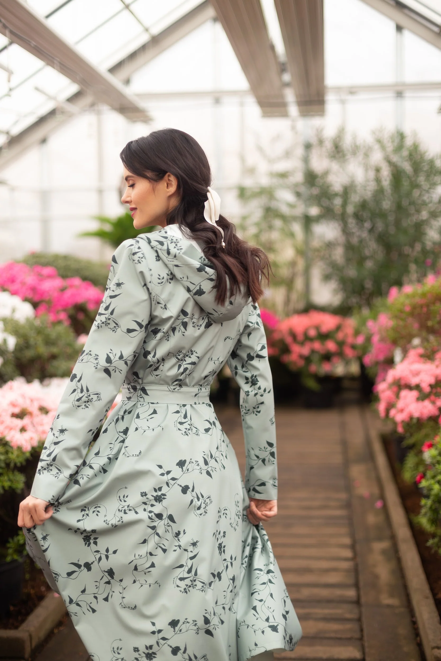 Double Breasted Trench Coat for Spring in Light Green | Minty Meadow - Image 4