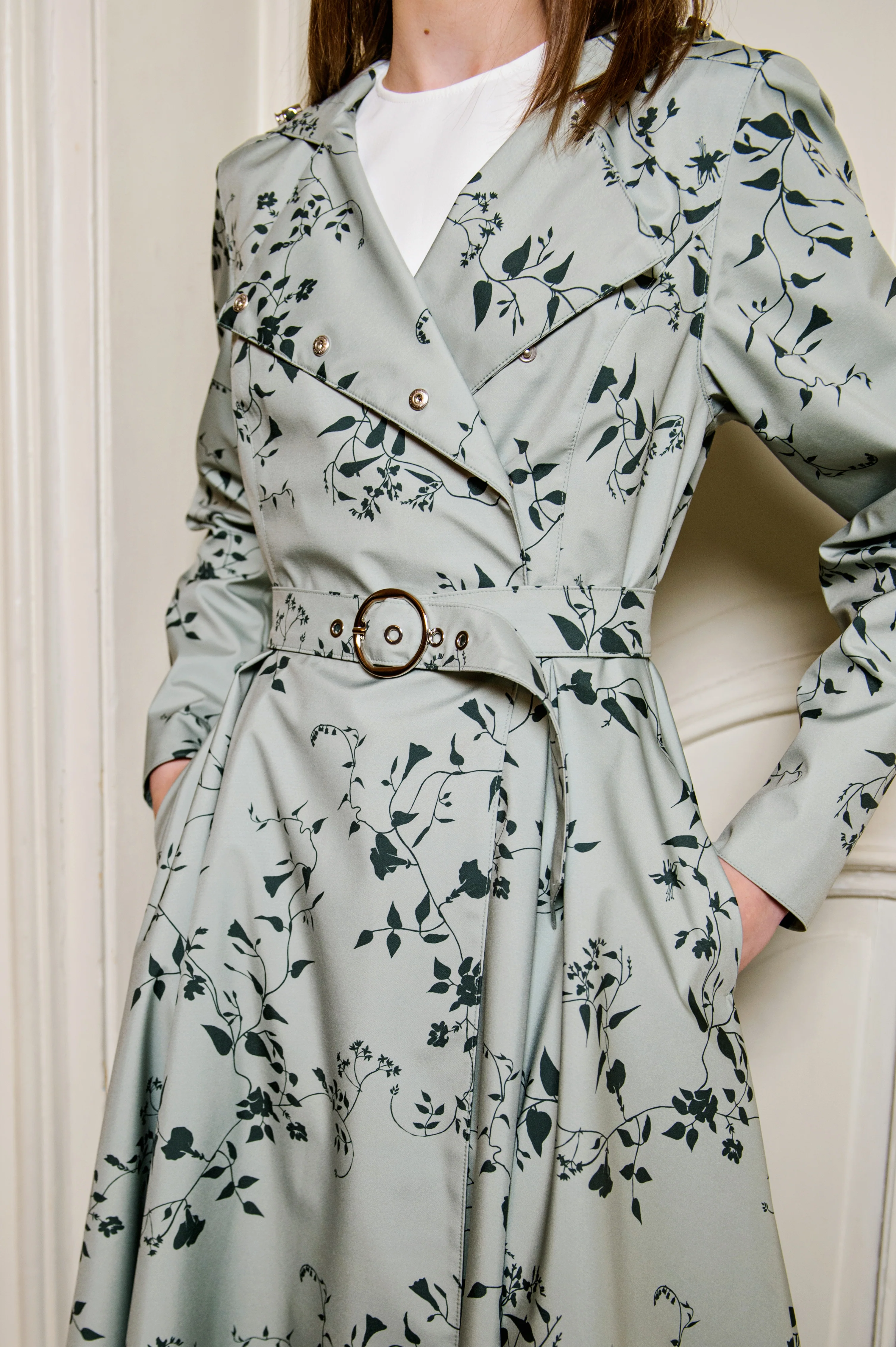 Double Breasted Trench Coat for Spring in Light Green | Minty Meadow - Image 8