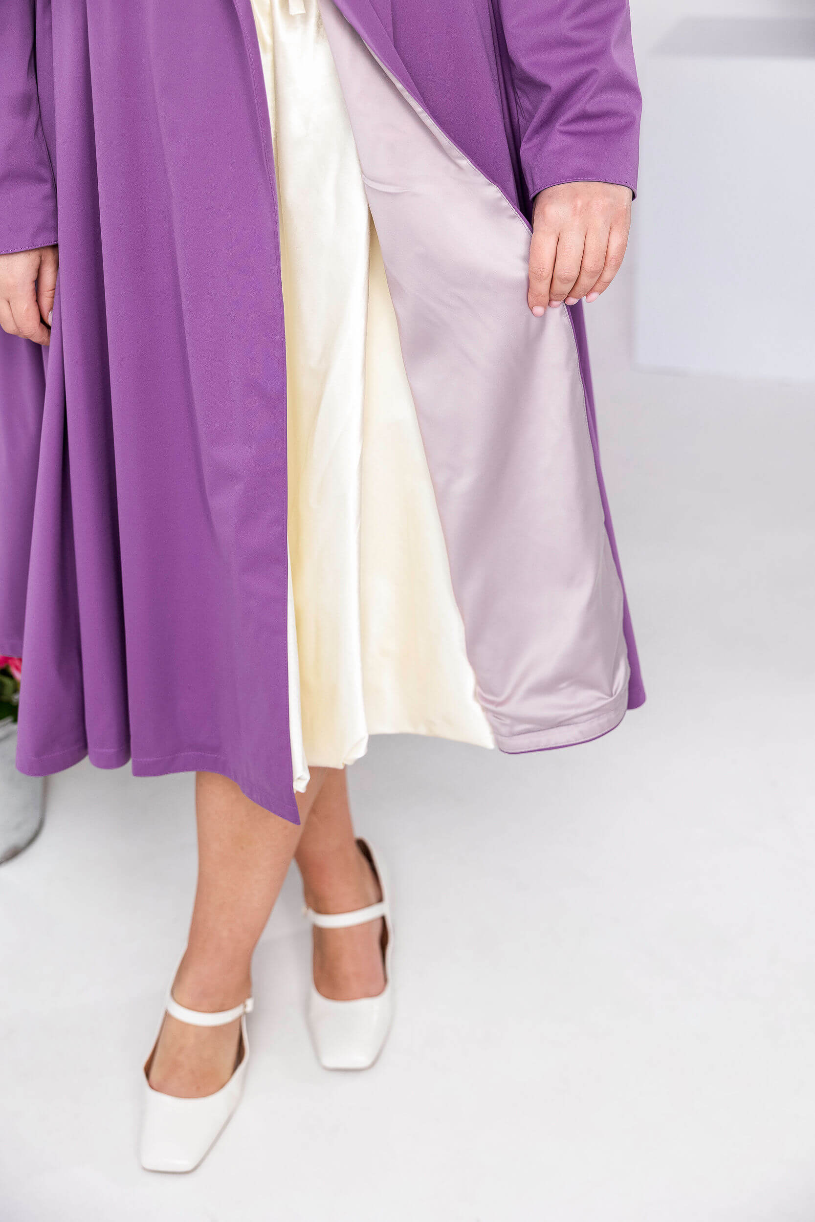 Double Breasted Trench Coat for Spring in Purple | Lavender Dusk - Image 8
