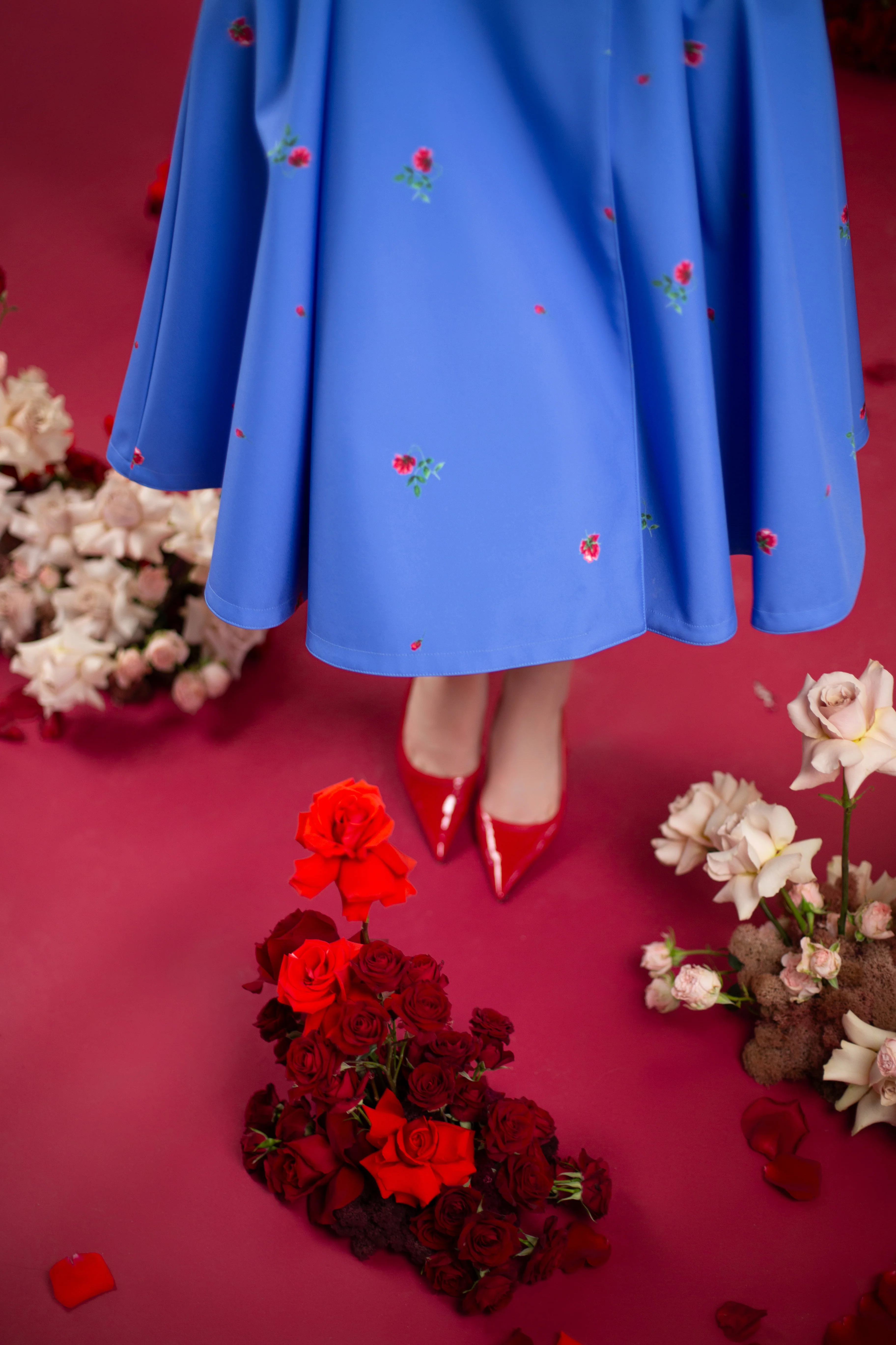 Double Breasted Trench Coat in Blue with Flower Print | Forget-Me-Not - Image 6