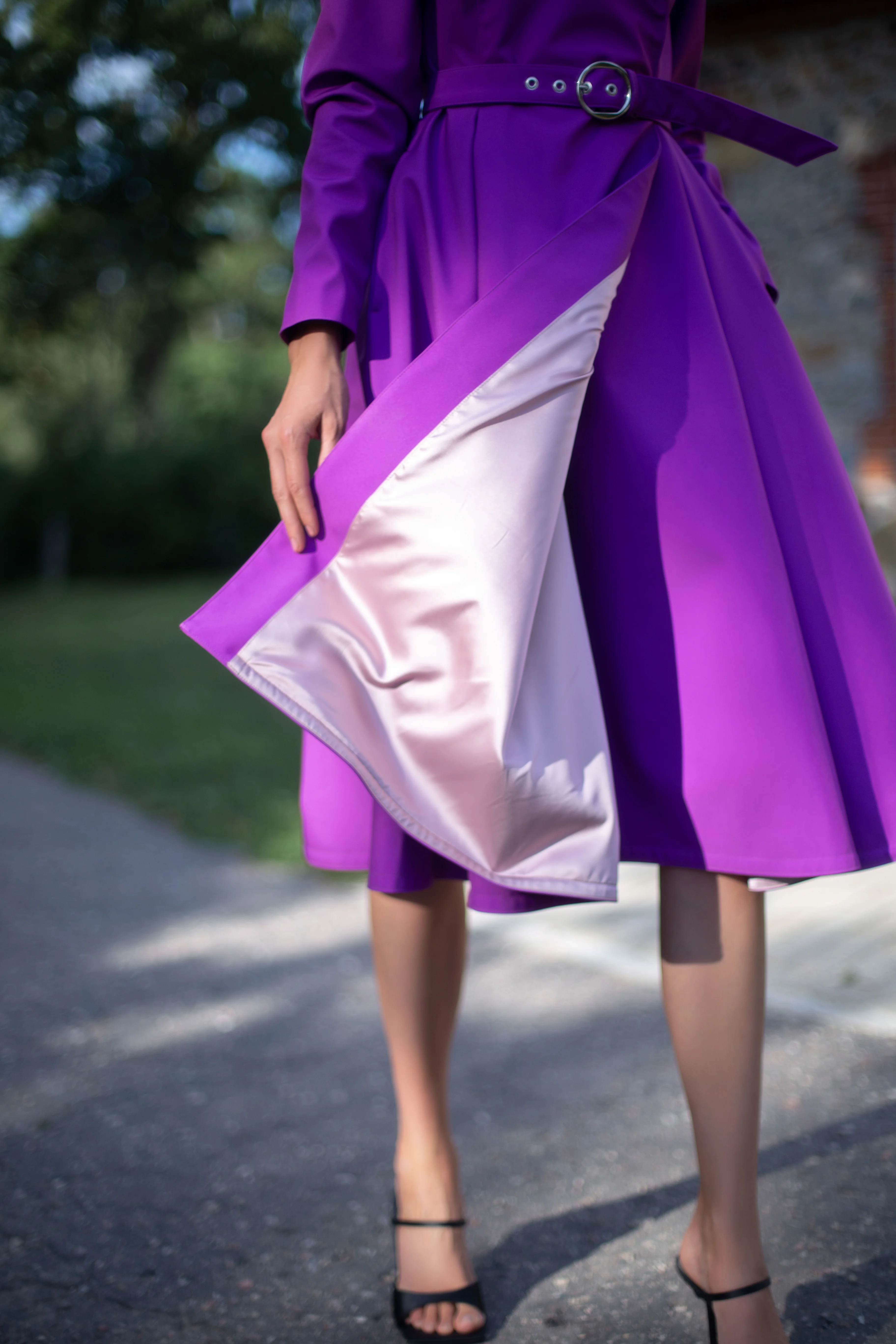 Double Breasted Trench Coat in Fuchsia | Daring Fuchsia - Image 6