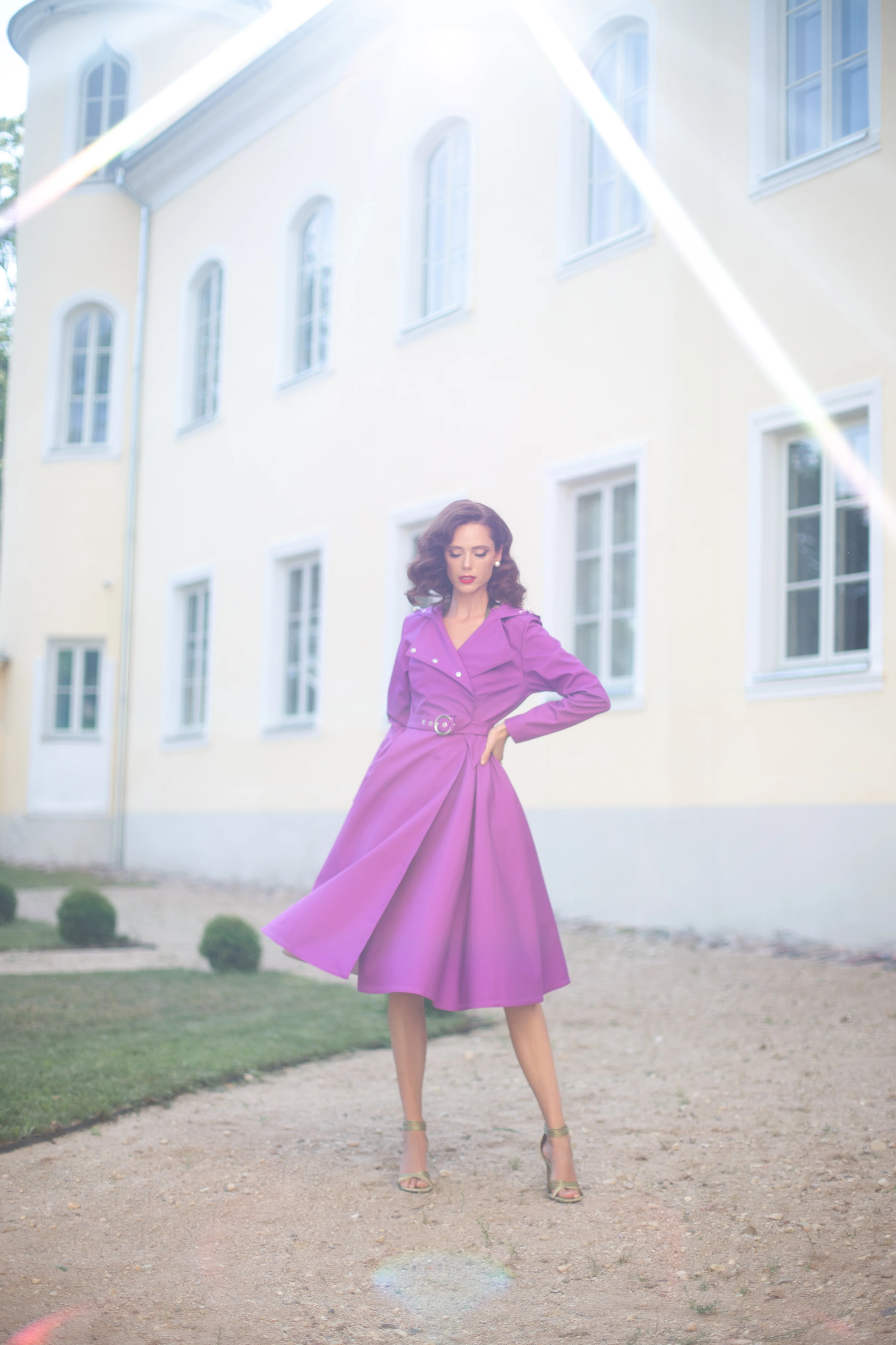 Double Breasted Trench Coat in Fuchsia | Daring Fuchsia - Image 7