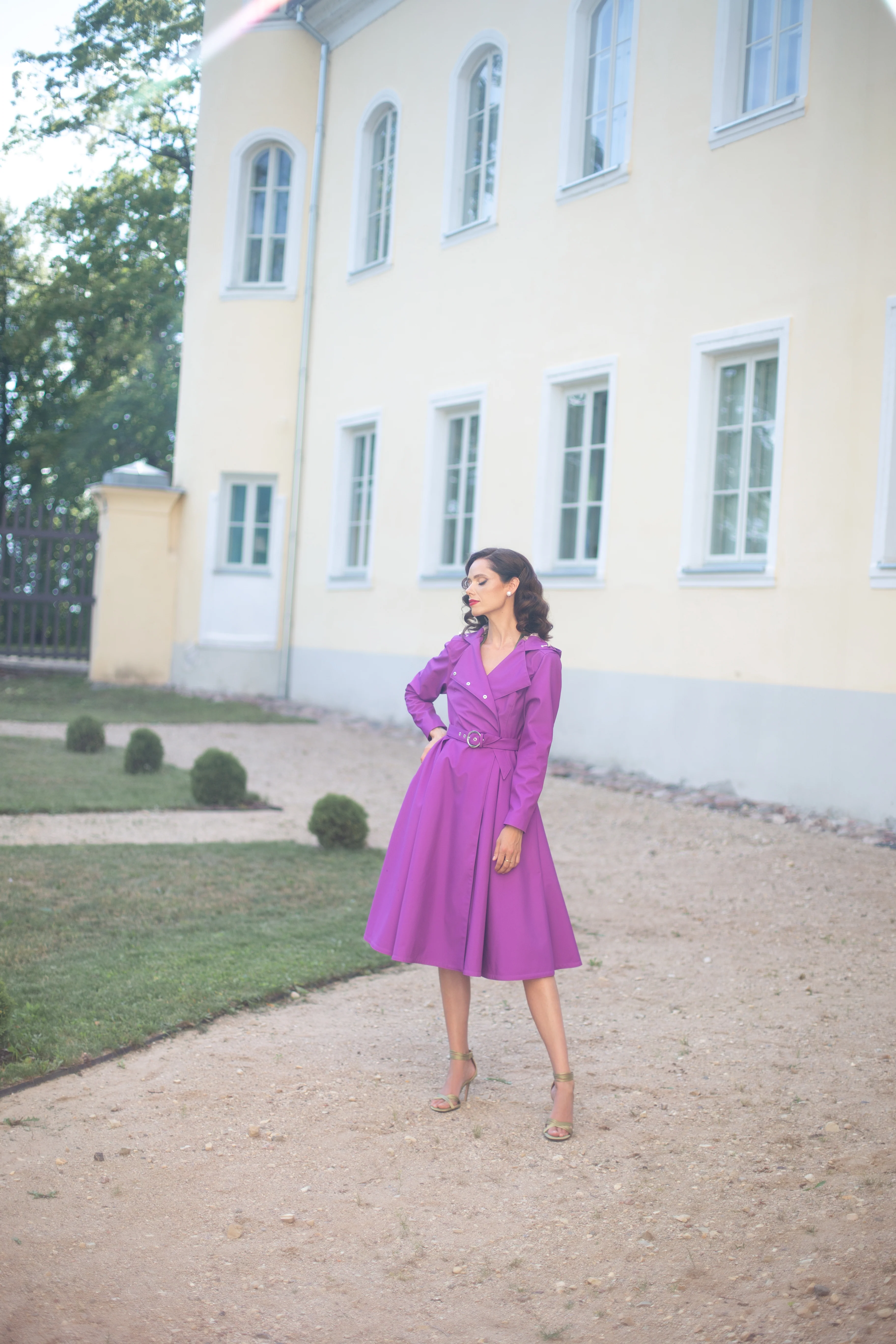 Double Breasted Trench Coat in Fuchsia | Daring Fuchsia - Image 9