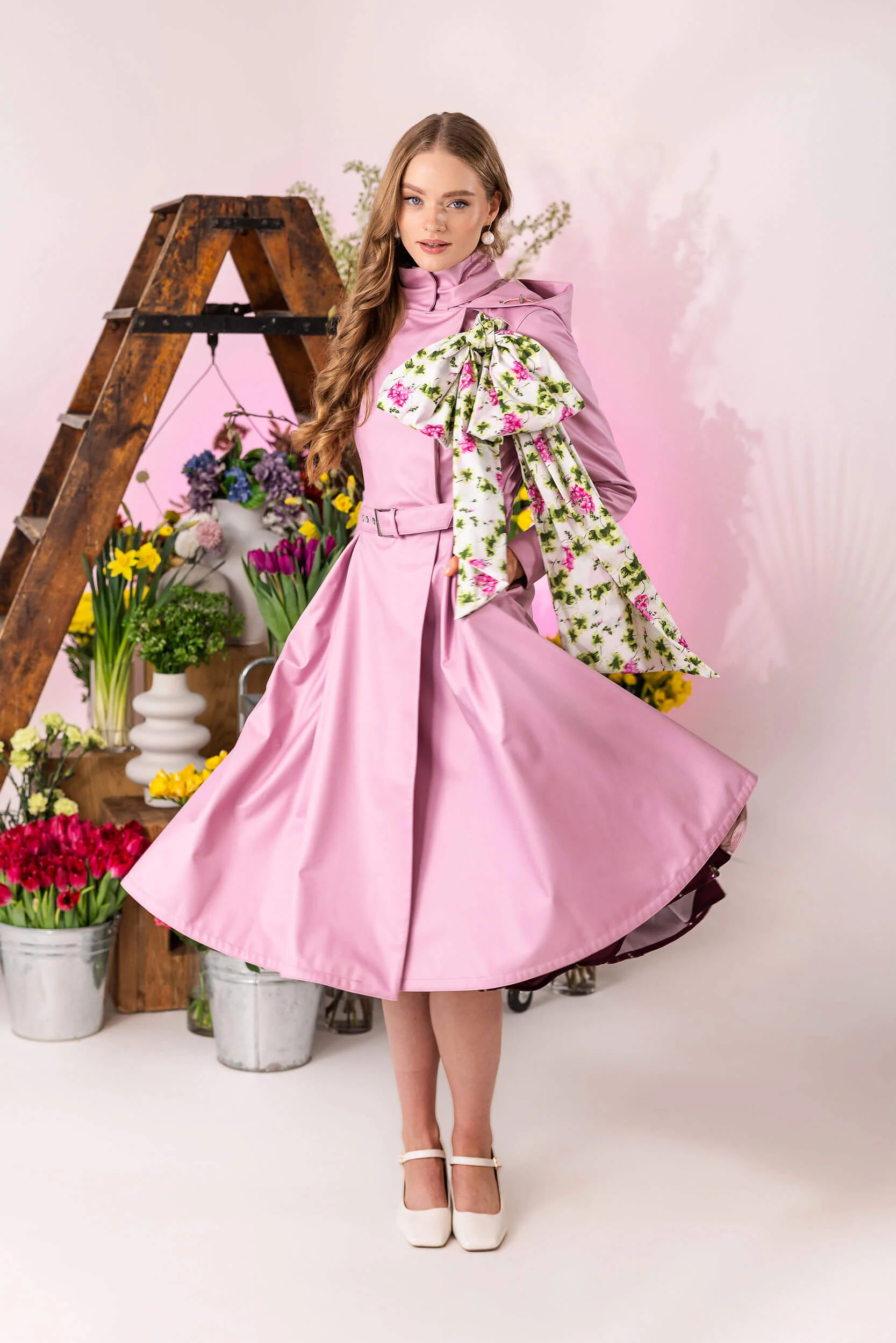 Double Breasted Trench Coat in Pink | Rosie Bow