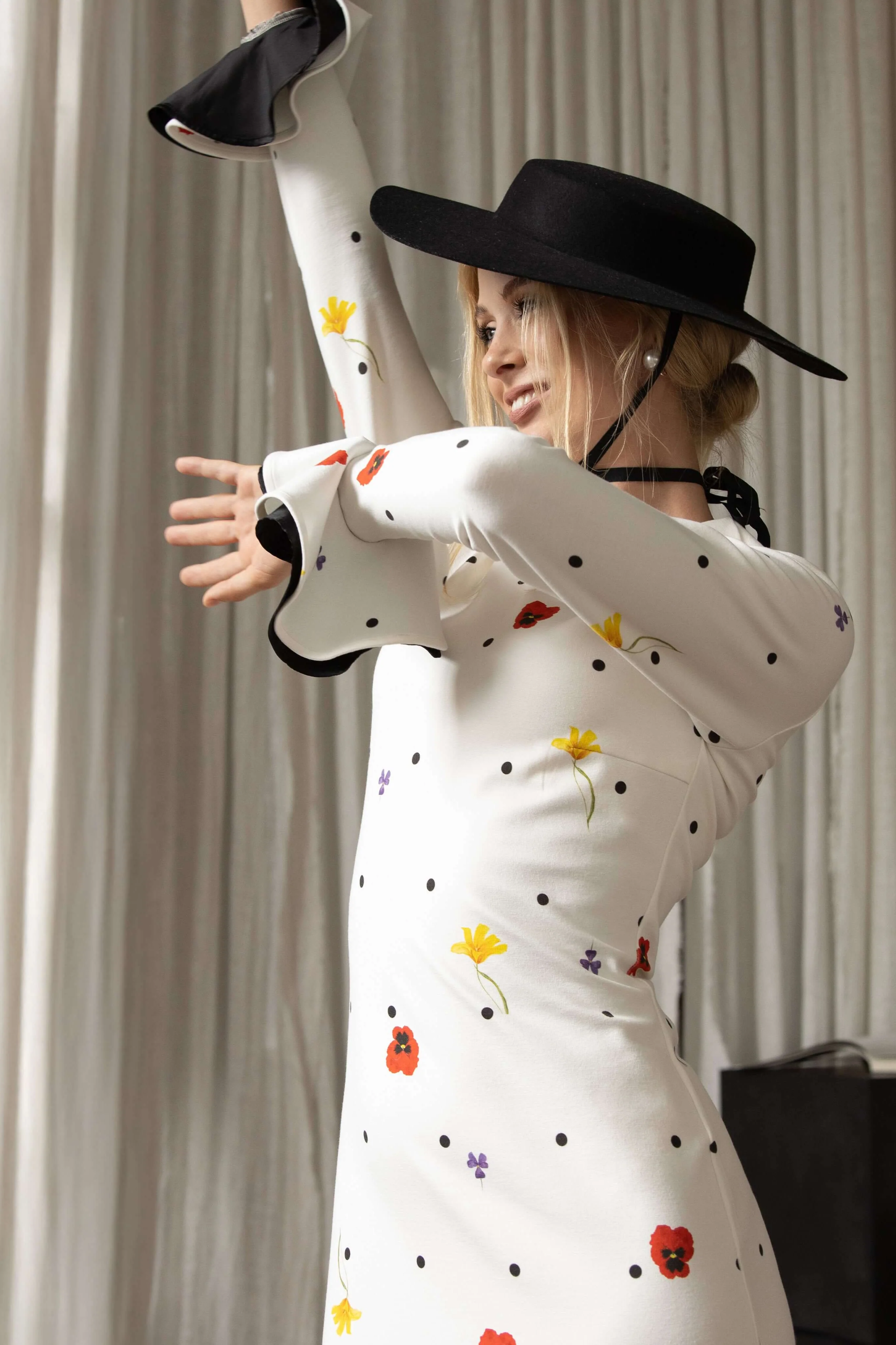 Floral Long Sleeve Maxi Dress in White | Dancing Romance - Image 7