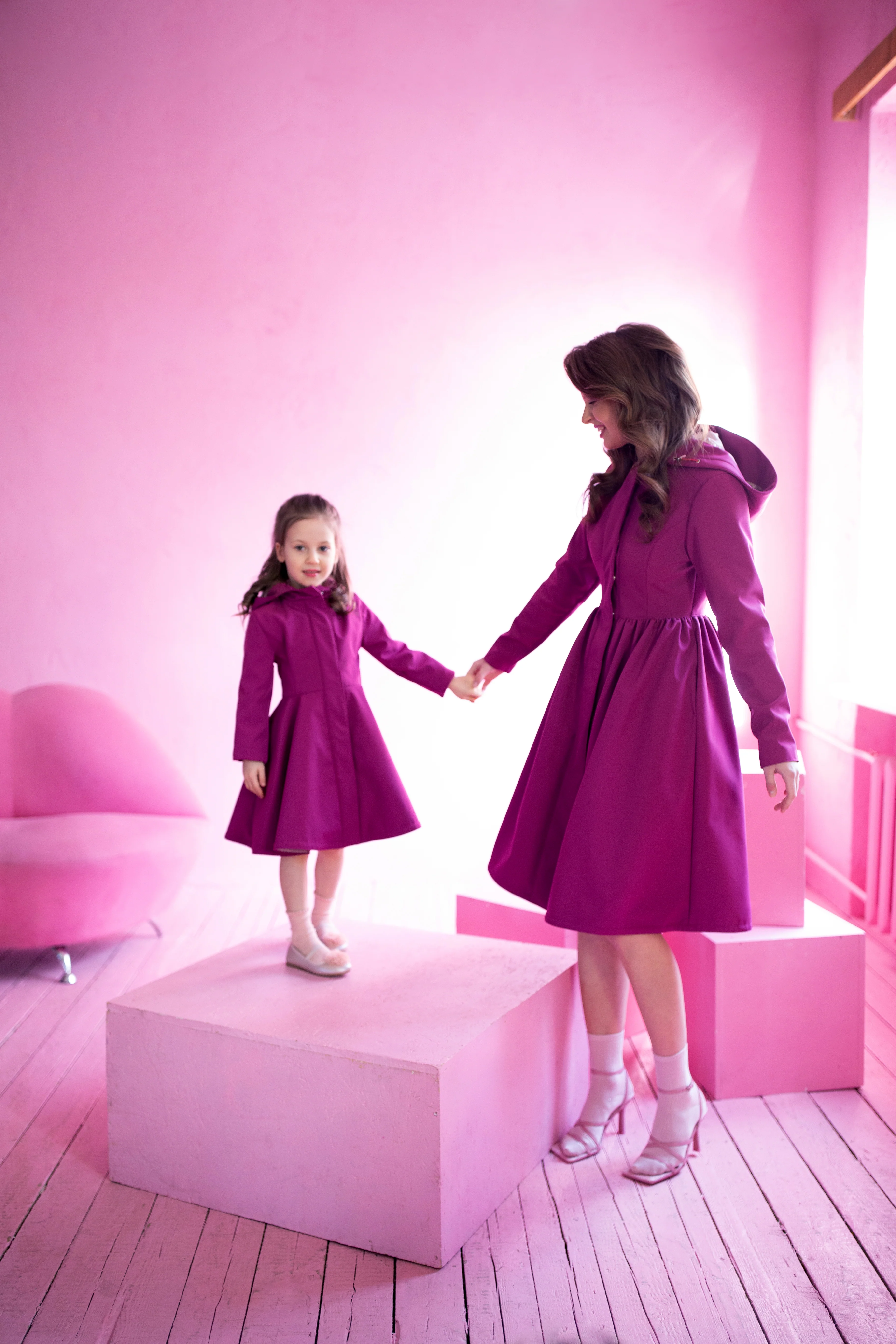 Girls' Bright Pink Coat with Hood | Raspberry Dream - Image 4