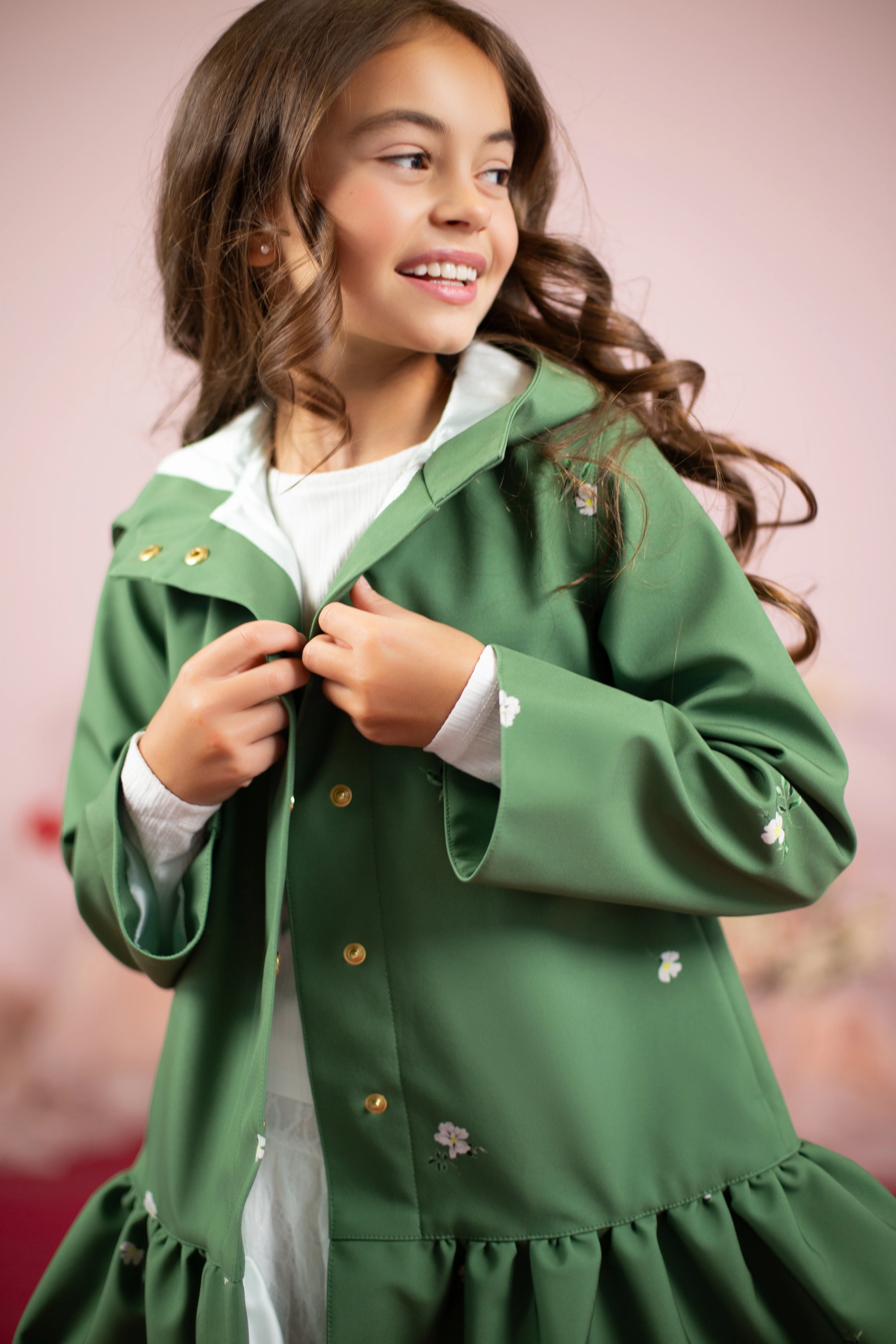 Girls' Green Trapeze Coat | Primrose Green - Image 2