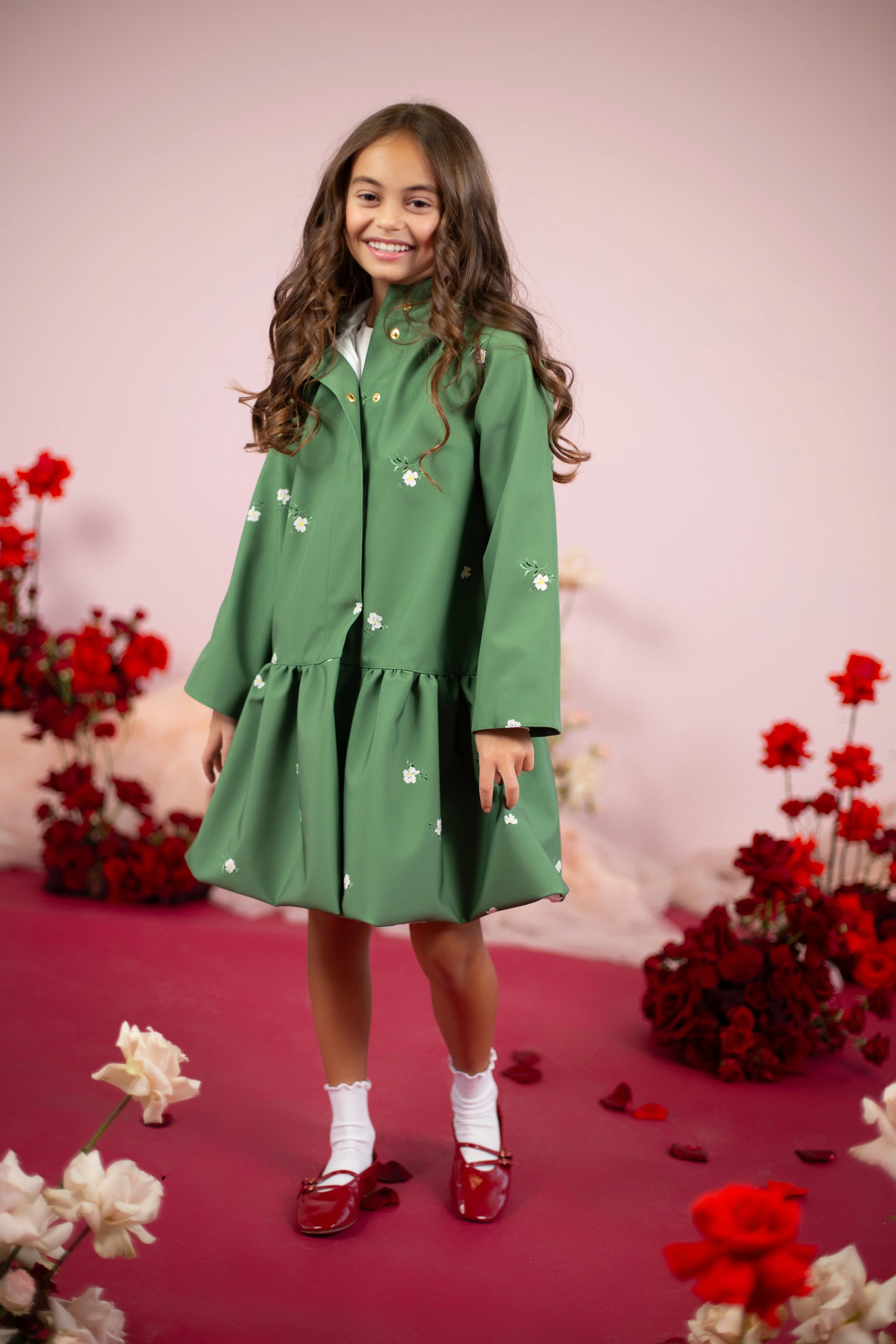 Girls' Green Trapeze Coat | Primrose Green - Image 3