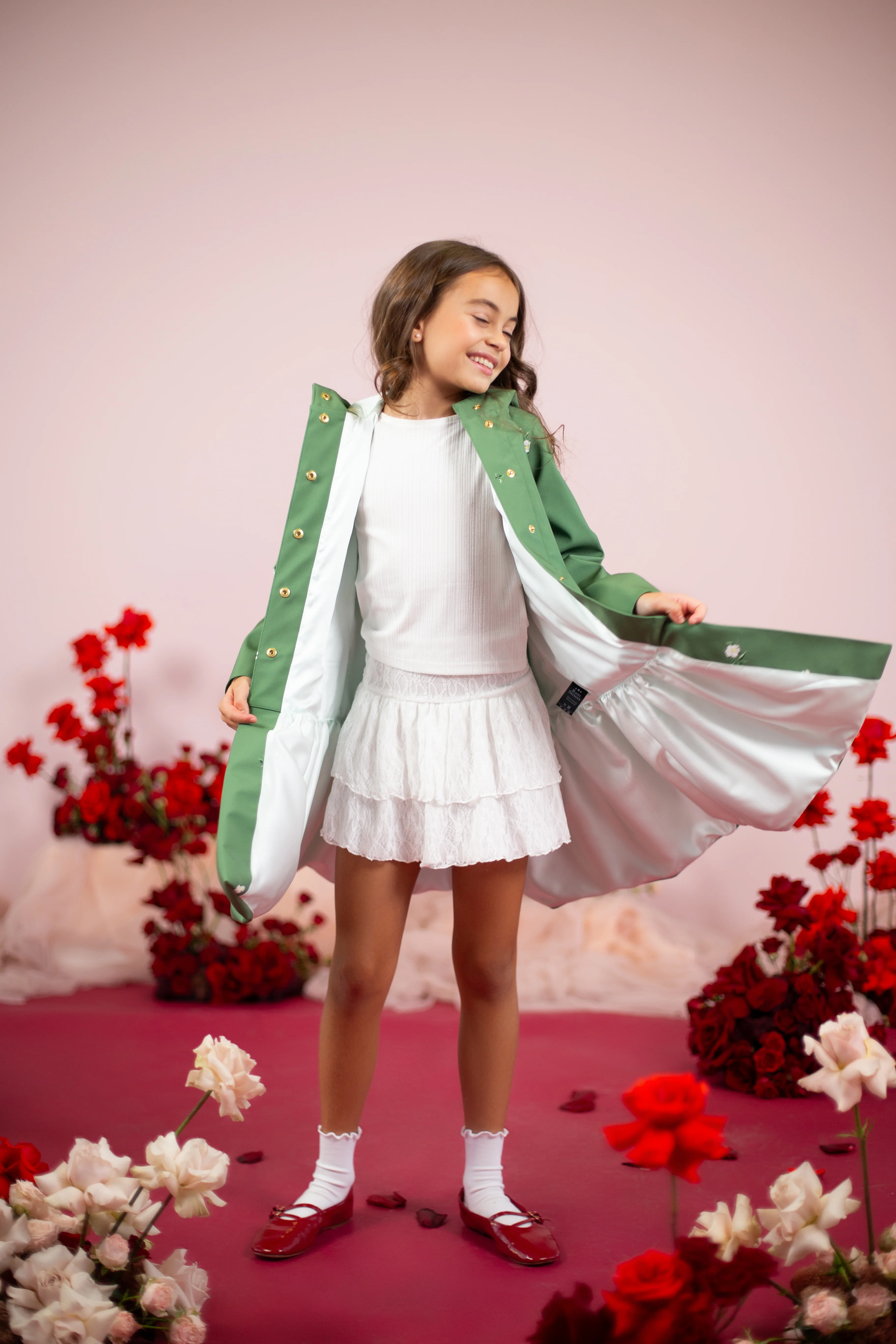 Girls' Green Trapeze Coat | Primrose Green - Image 5