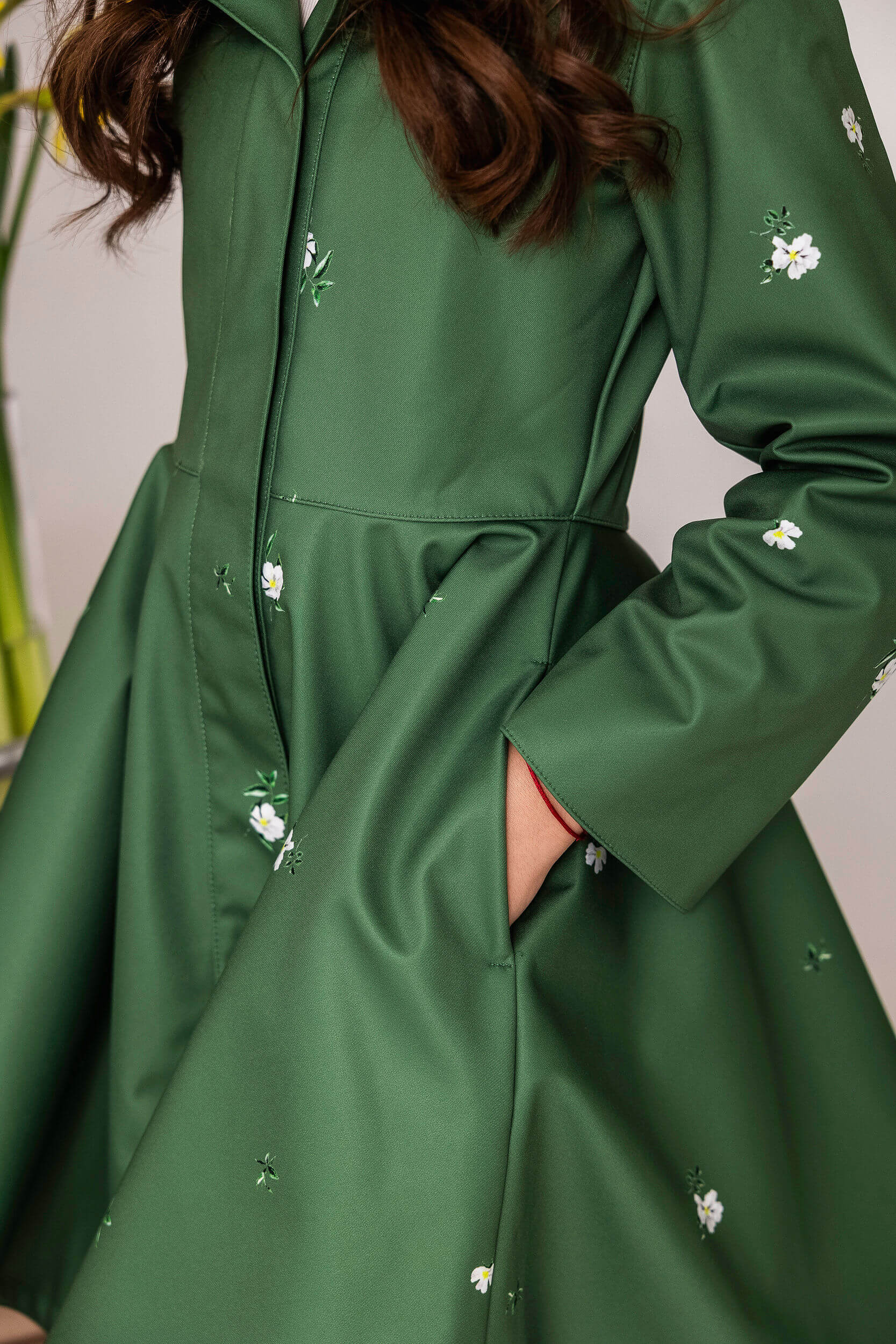 Girl's Green Coat with Floral Print | Primrose in Bloom - Image 6
