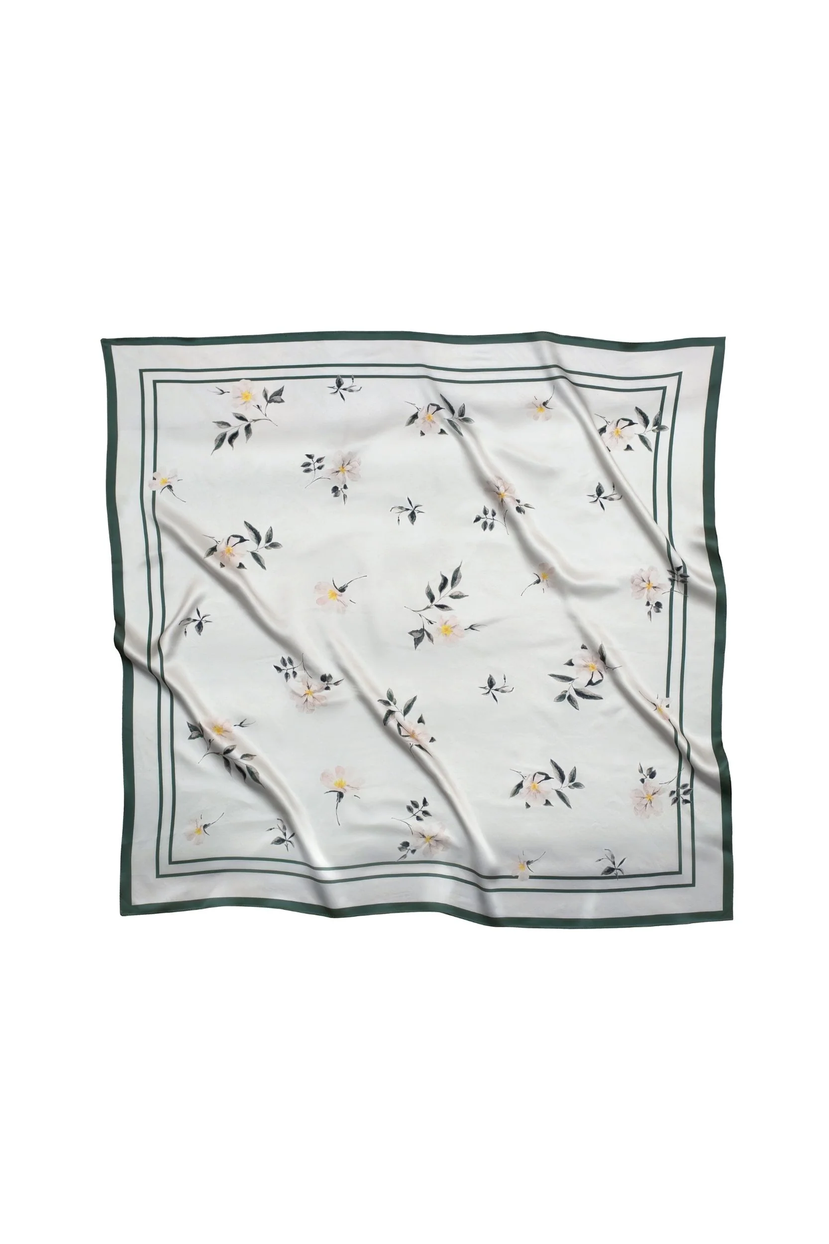 Large Floral Natural Silk Scarf | Beige Collection