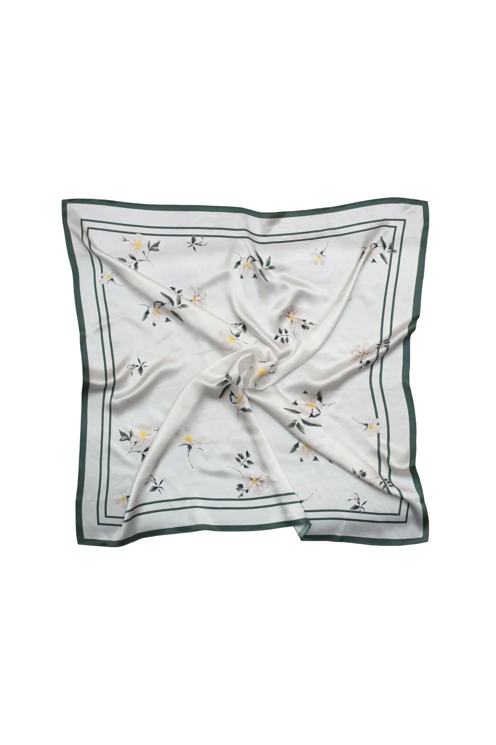 Large Floral Natural Silk Scarf | Beige Collection - Image 4