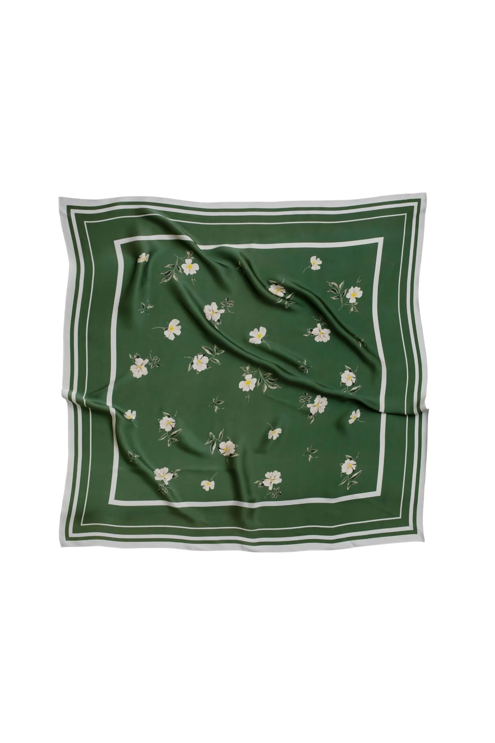 Large Floral Natural Silk Scarf | Green Collection