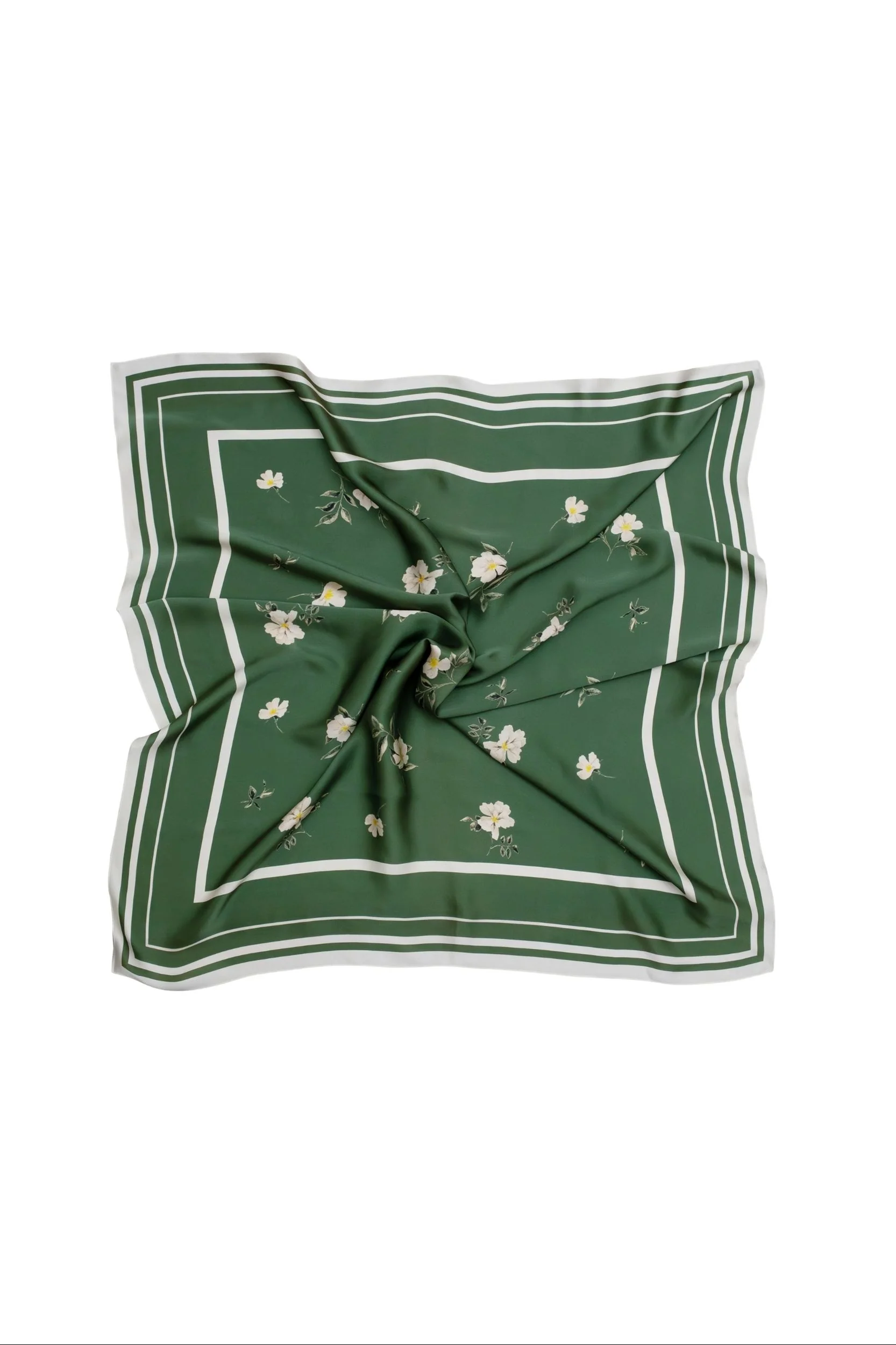 Large Floral Natural Silk Scarf | Green Collection - Image 5