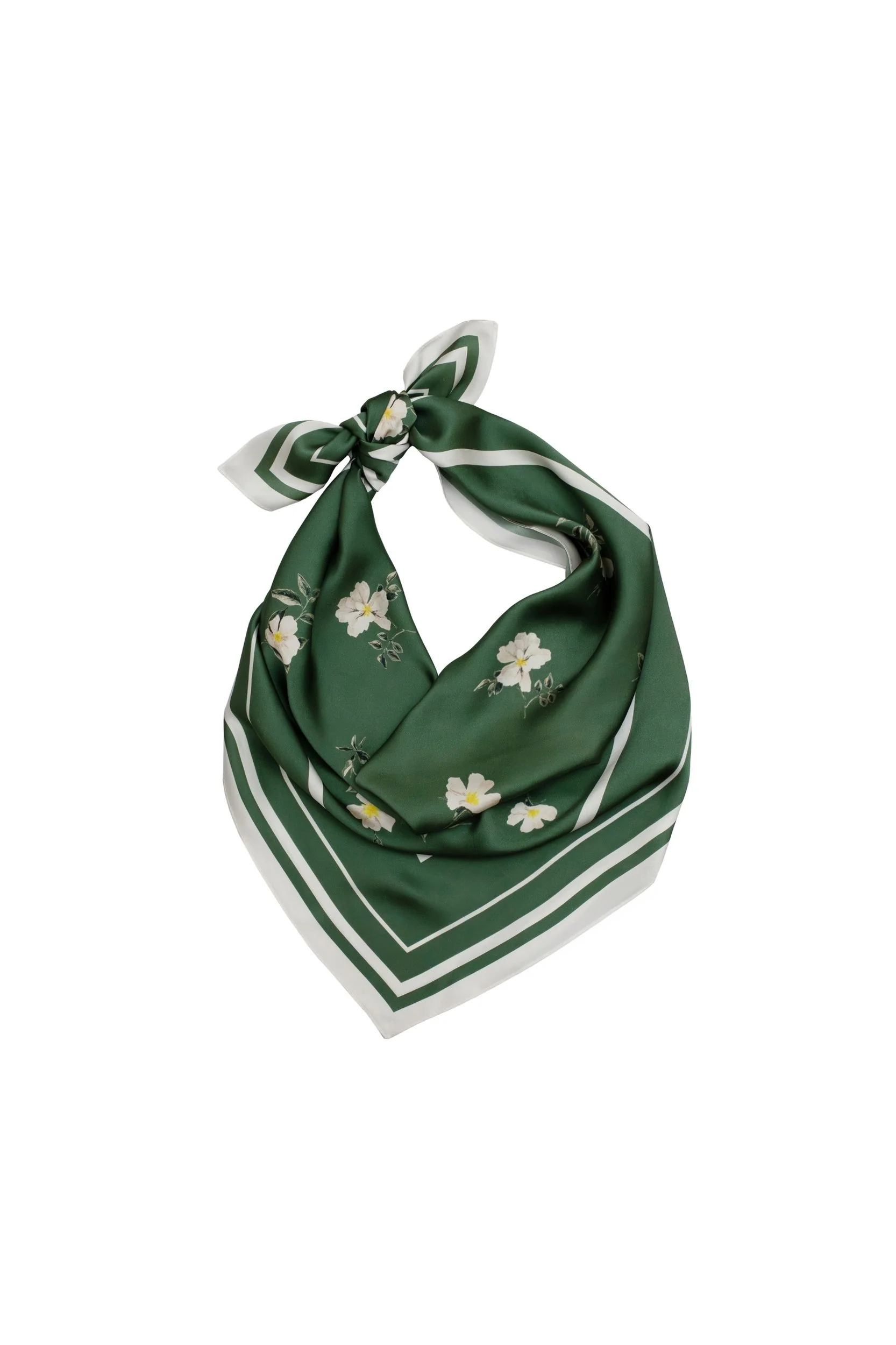 Large Floral Natural Silk Scarf | Green Collection - Image 6