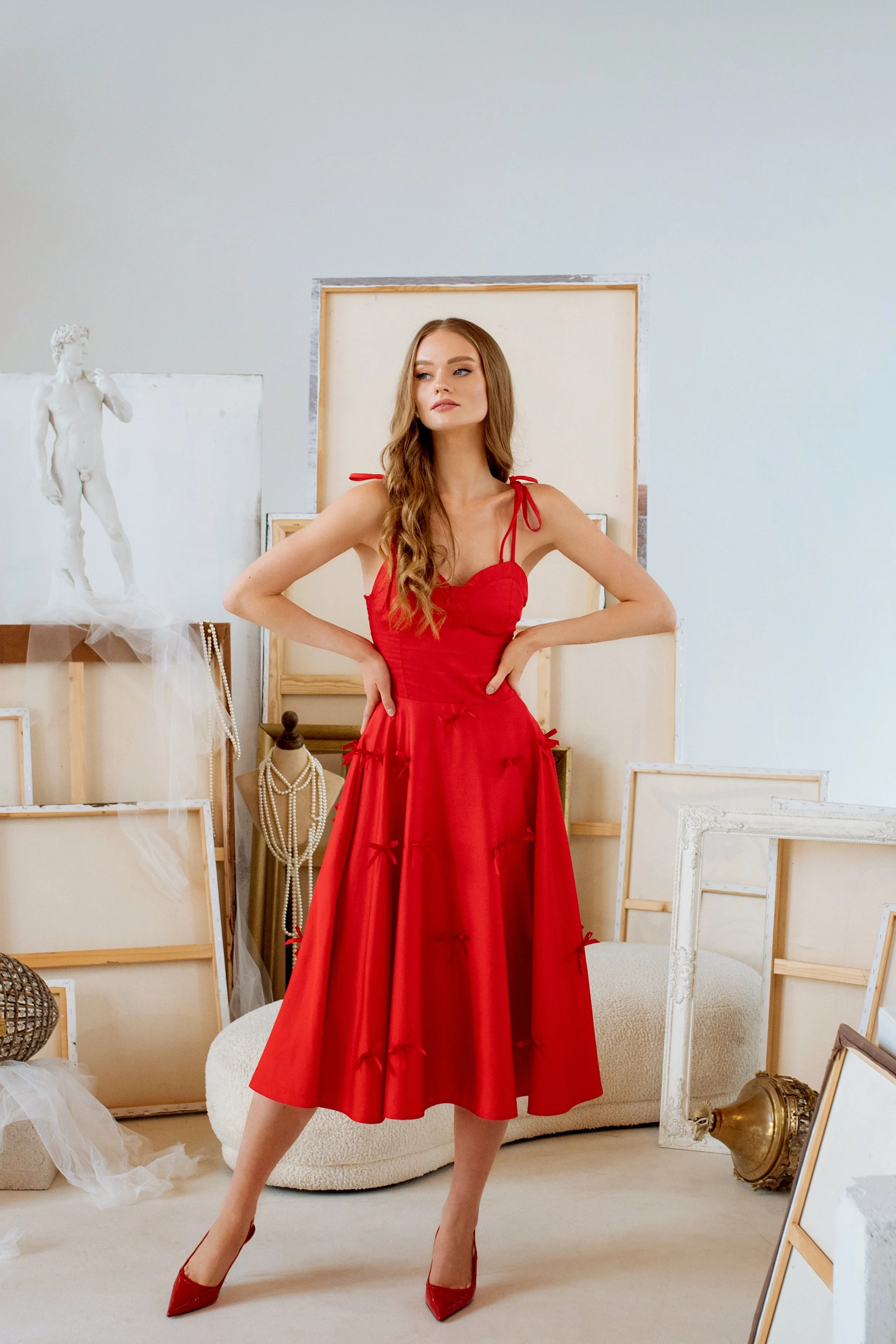 Fit and Flare Dress in Red | Little Red Bows - Image 3