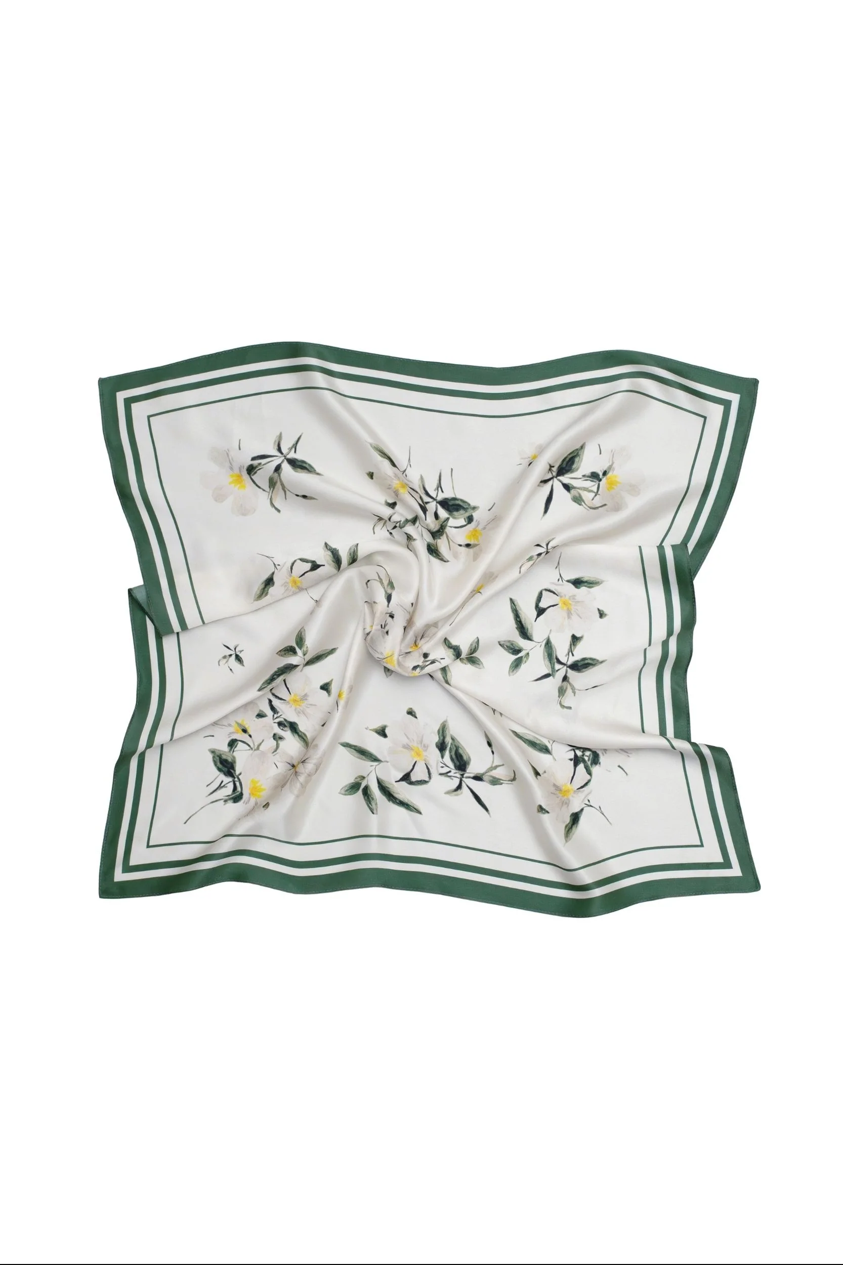 Medium Floral Natural Silk Scarf | Beige Collection - Image 4