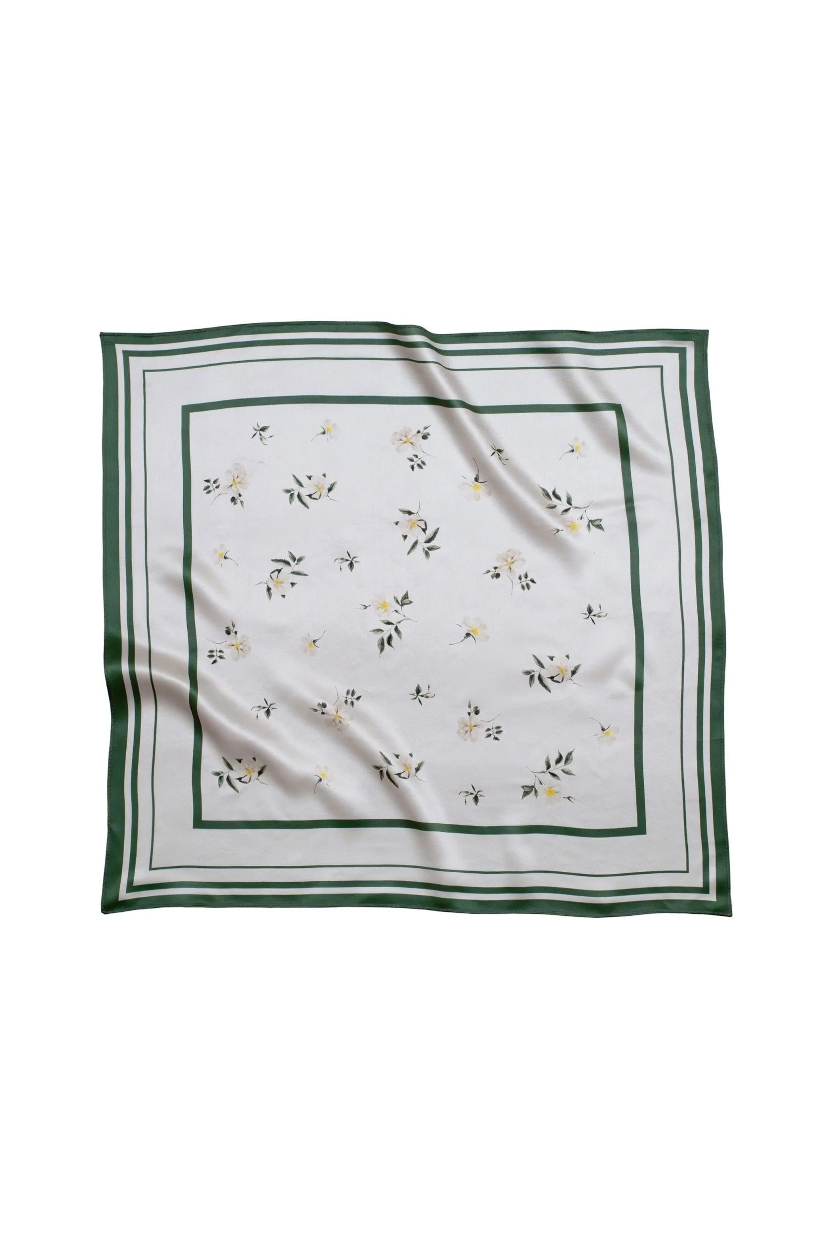 Small Floral Print Natural Silk Scarf | Beige Collection
