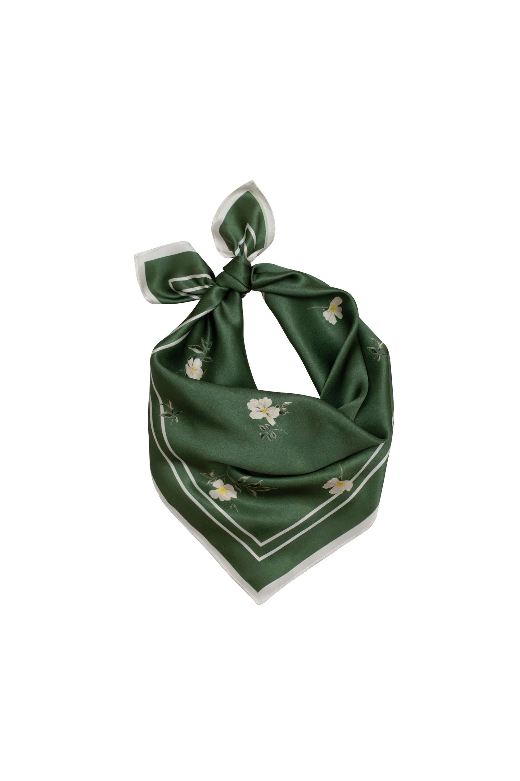 Small Floral Print Natural Silk Scarf | Green Collection - Image 5