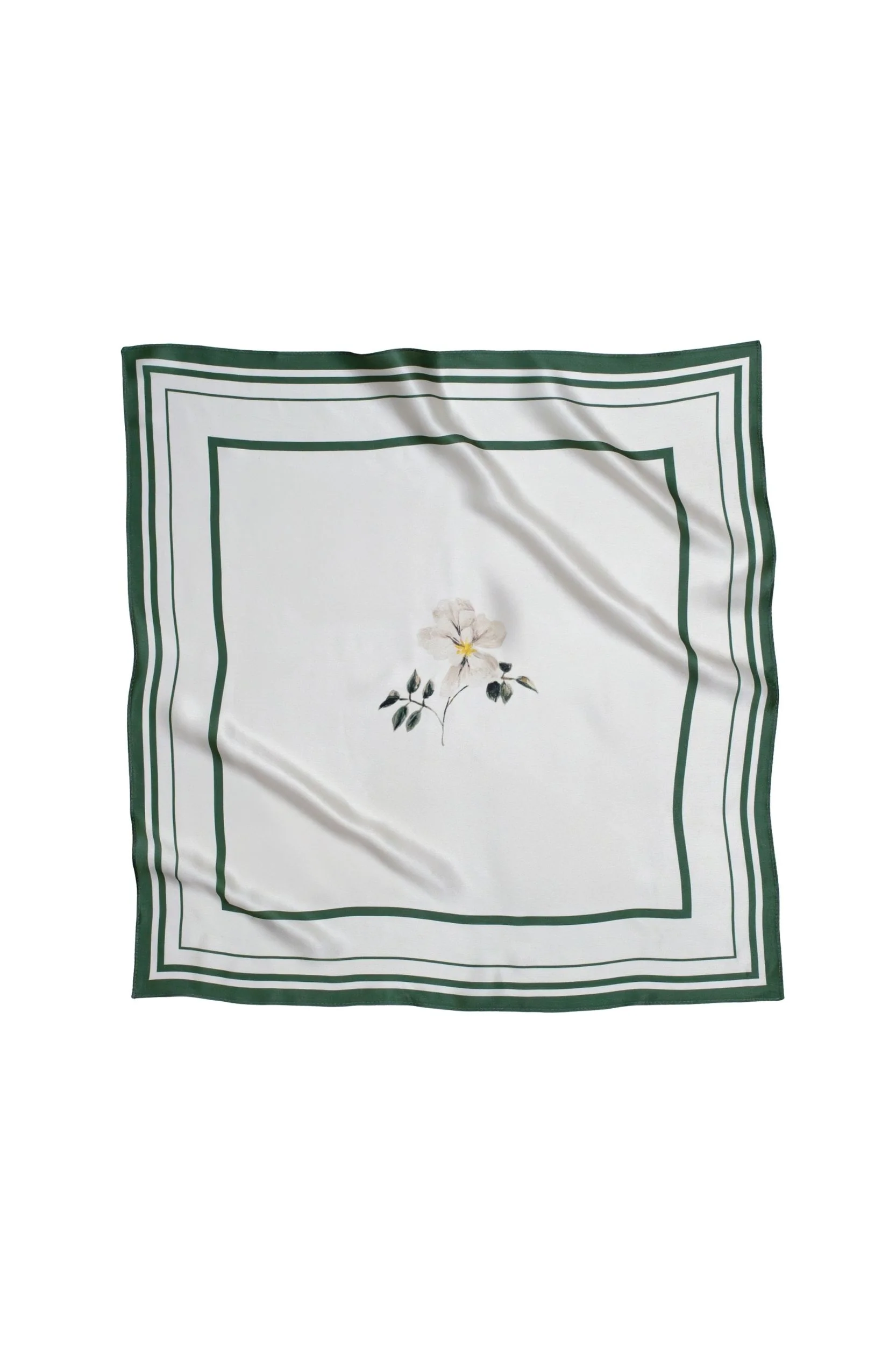 Small Minimal Floral Natural Silk Scarf | Beige Collection