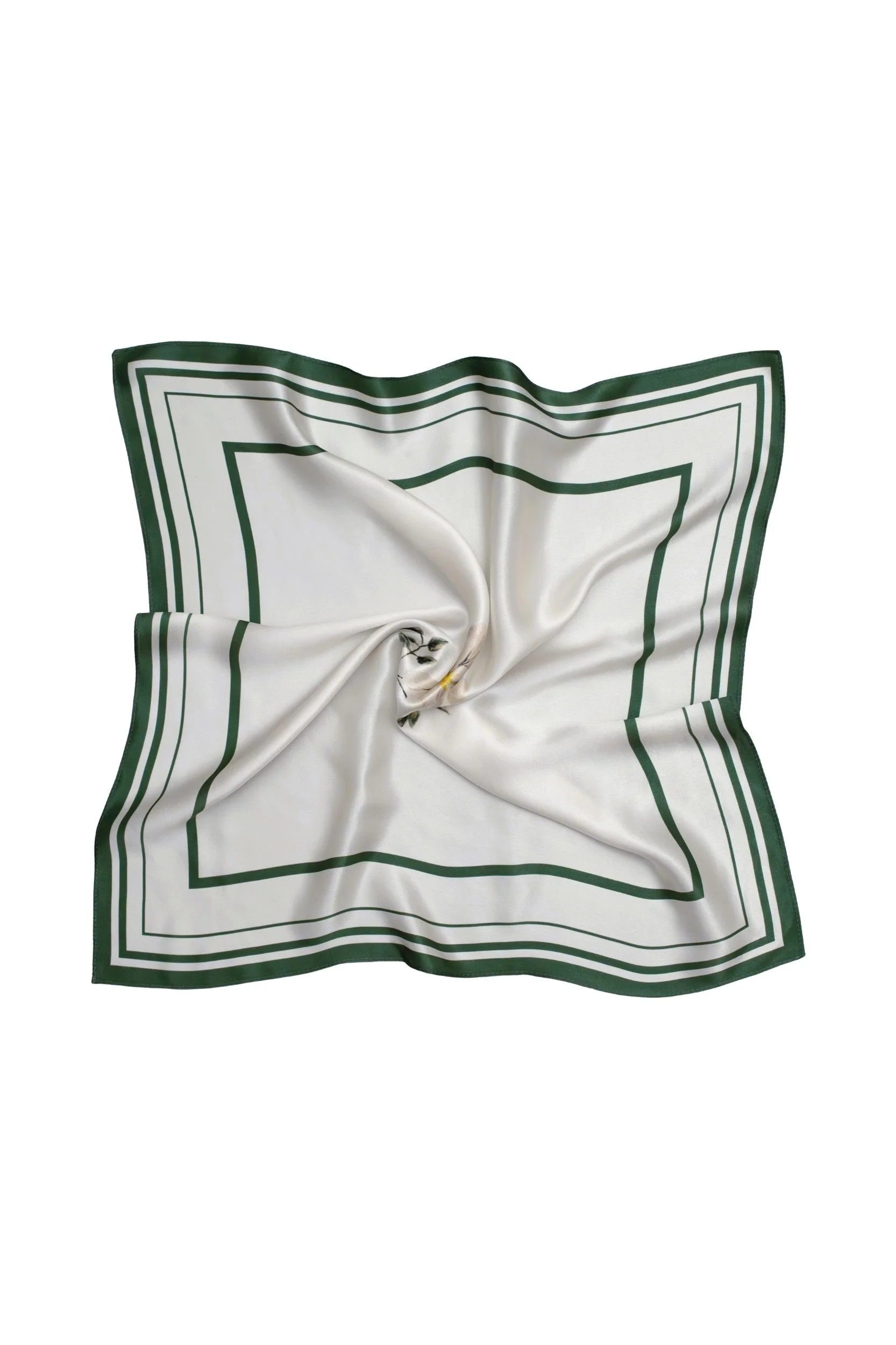Small Minimal Floral Natural Silk Scarf | Beige Collection - Image 4