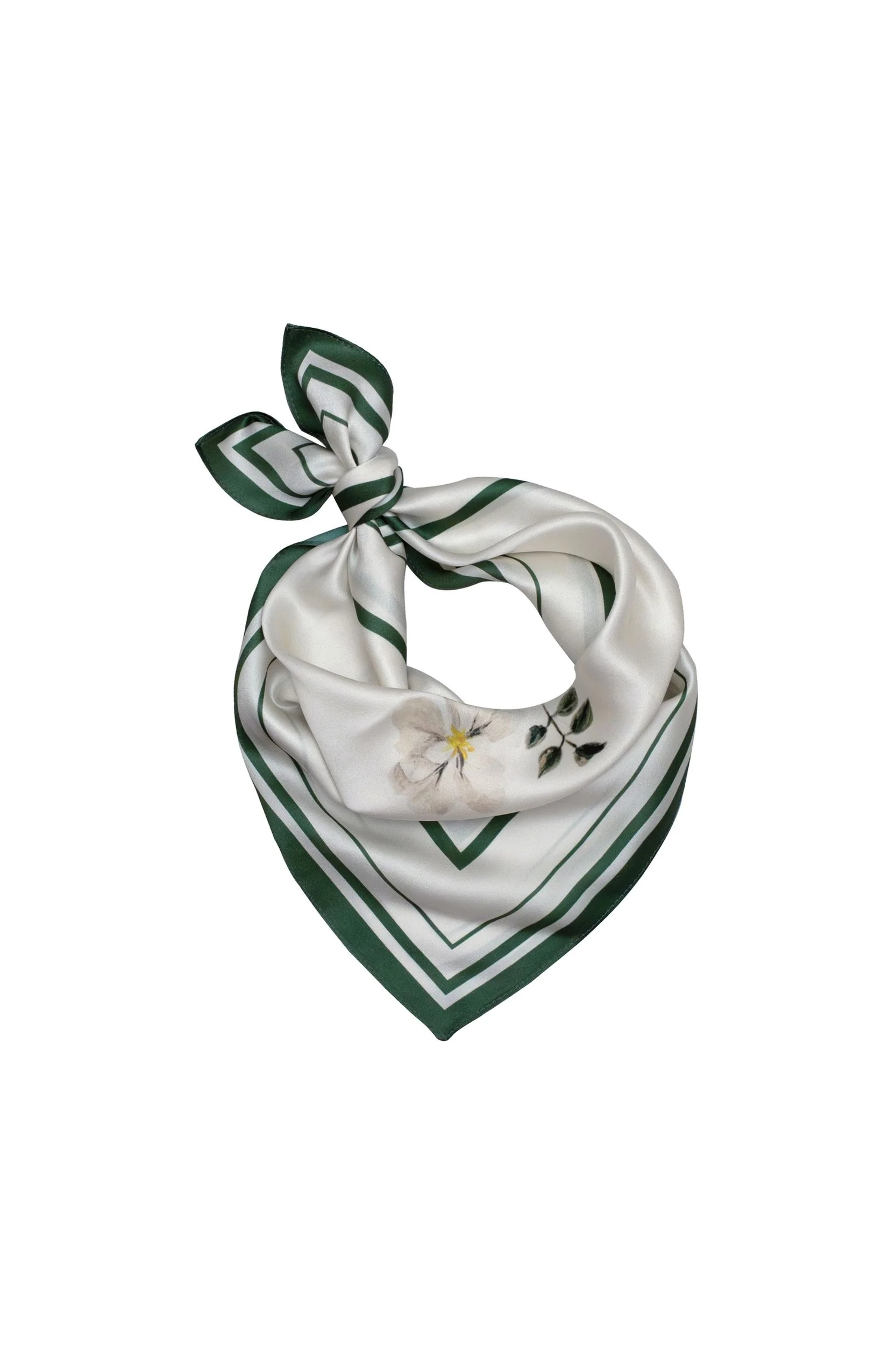 Small Minimal Floral Natural Silk Scarf | Beige Collection - Image 5