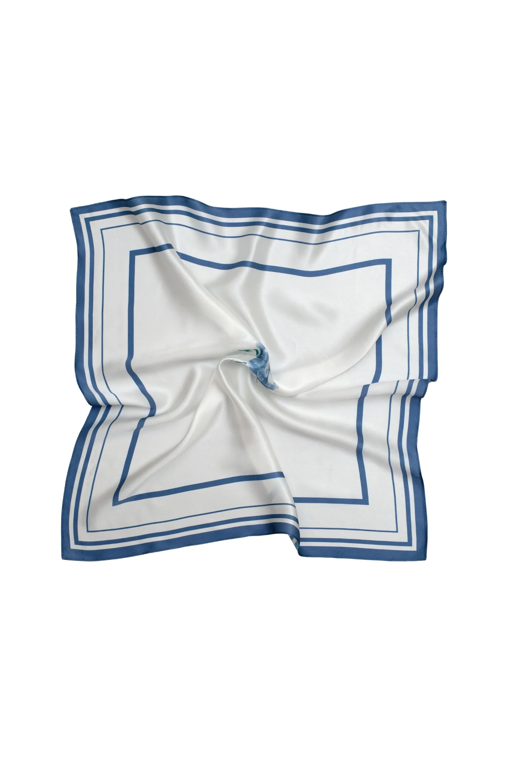 Small Minimal Floral Natural Silk Scarf | Blue Collection - Image 4