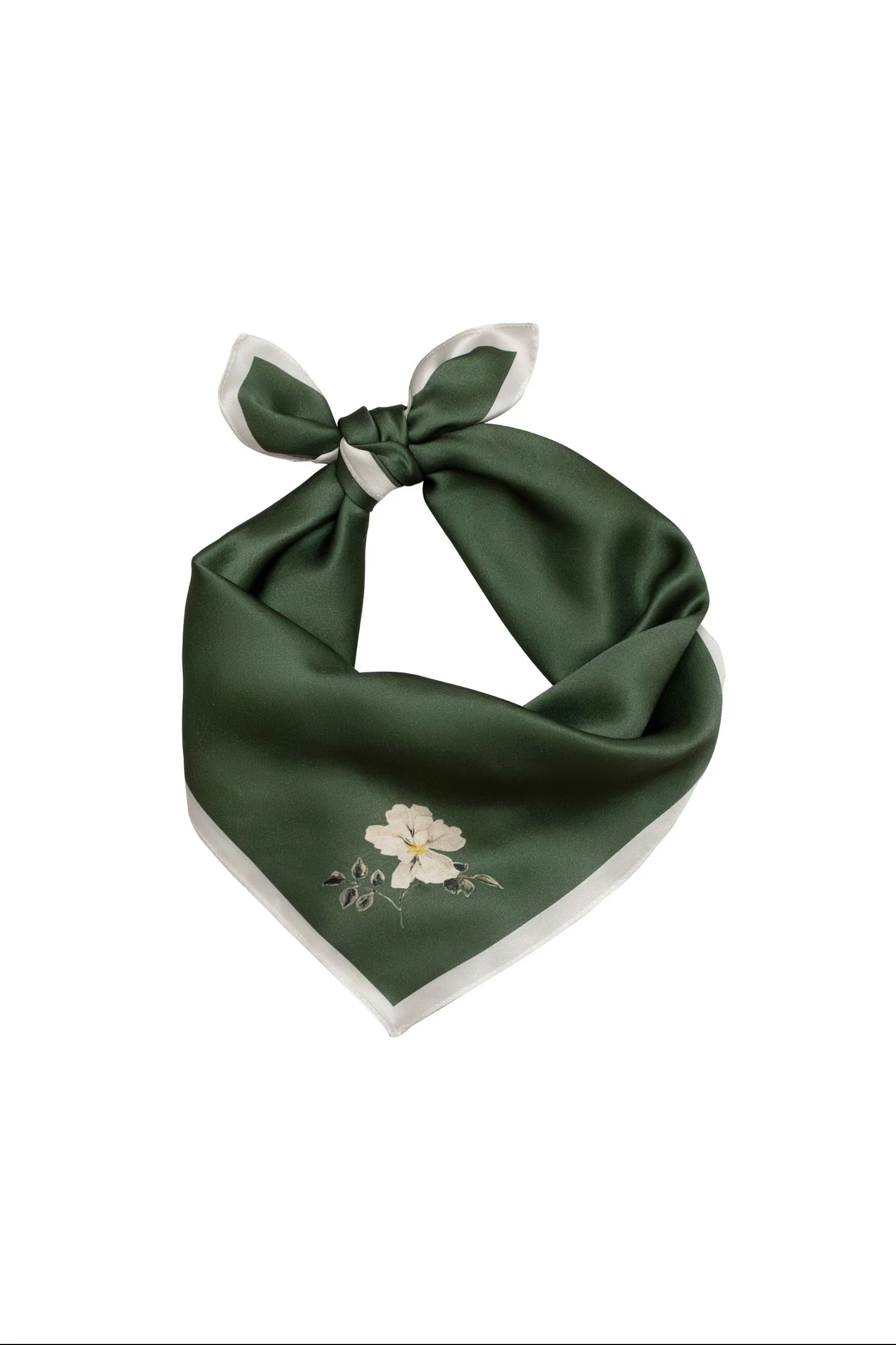 Small Minimal Floral Natural Silk Scarf | Green Collection - Image 5