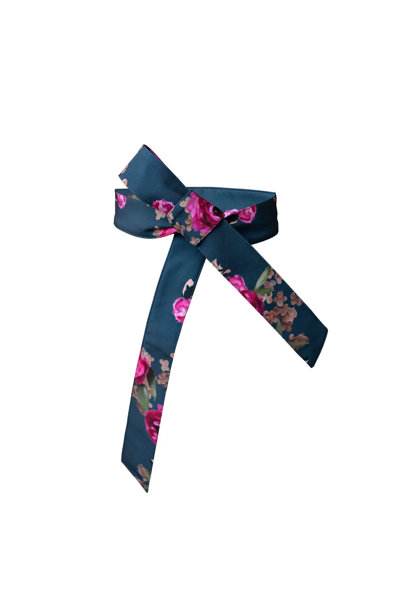 Teal Denim Belt with Pink Flowers | Misty Rose