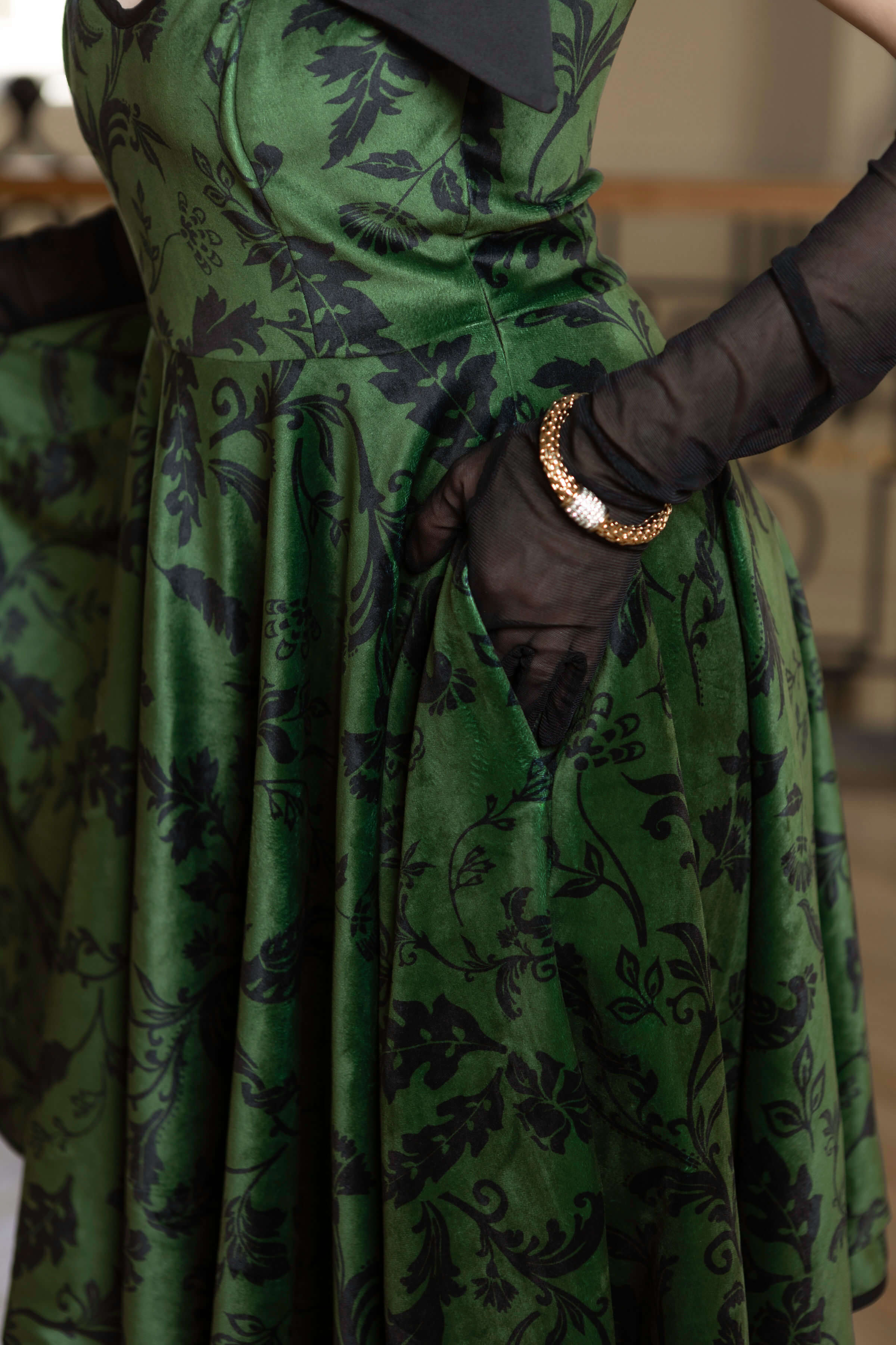 Velvet A-Line Dress with Tie Straps | Forest Kiss - Image 3