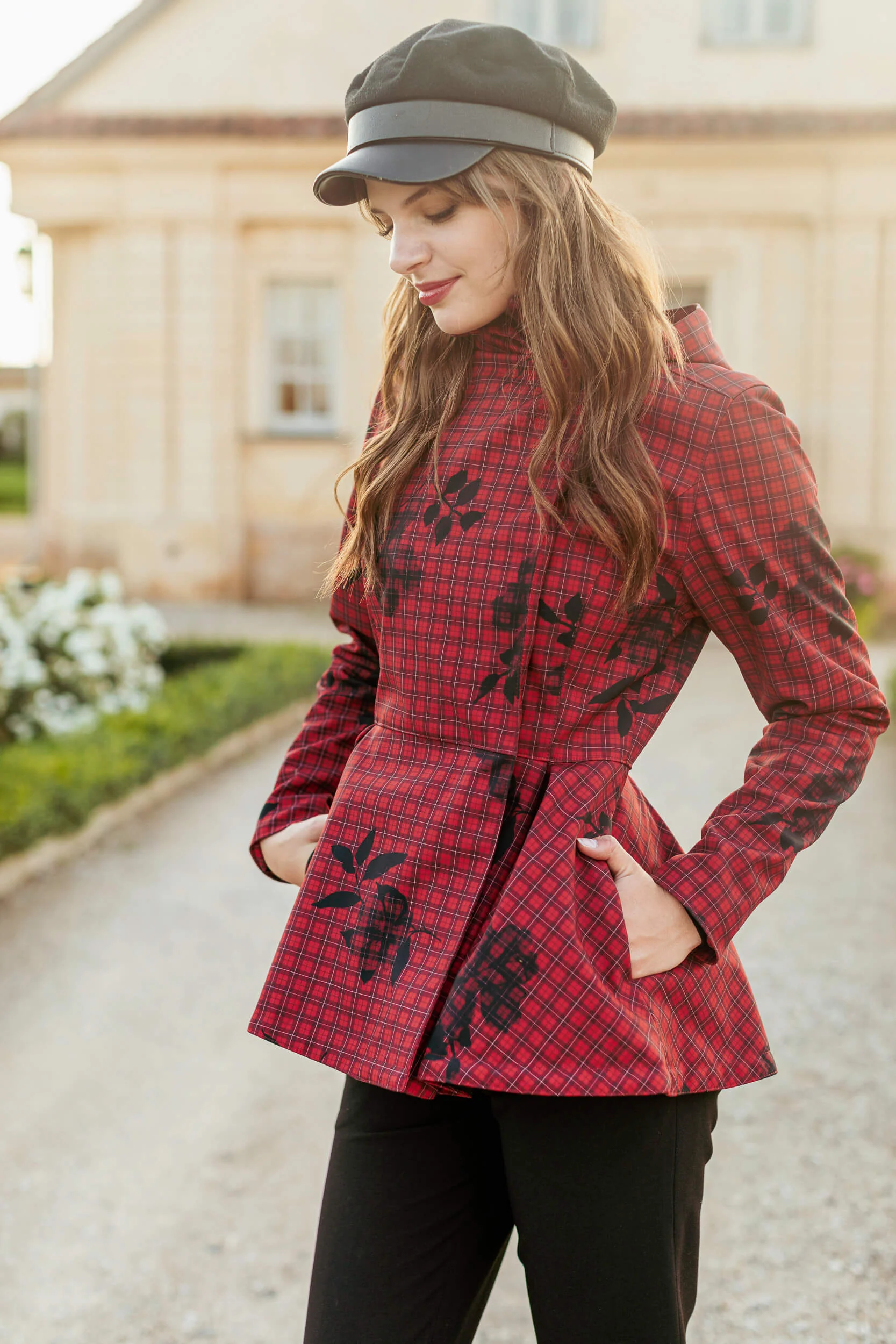 Double Breasted Jacket with Detachable Hood in Red | Crimson Heart - Image 3