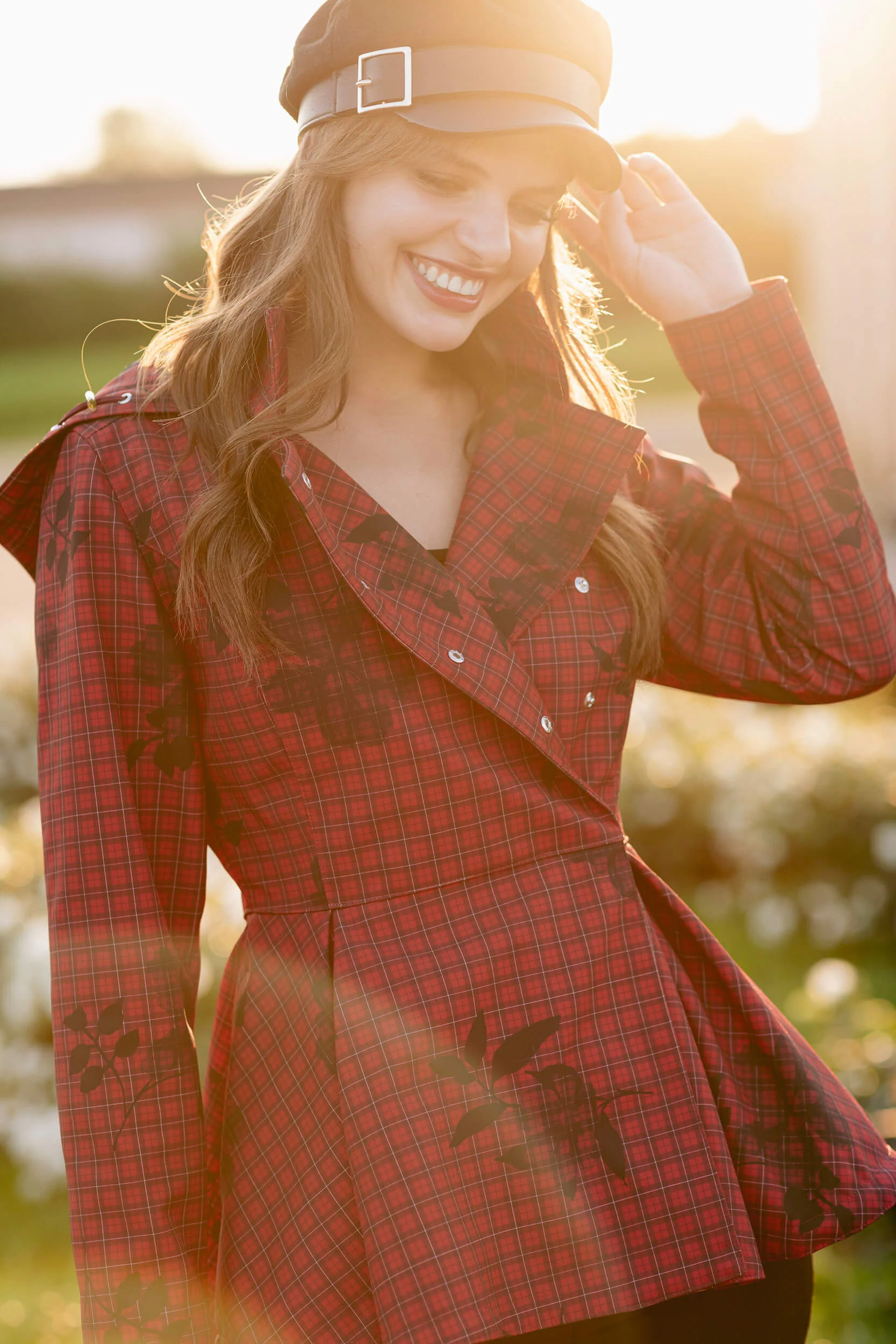 Double Breasted Jacket with Detachable Hood in Red | Crimson Heart - Image 5