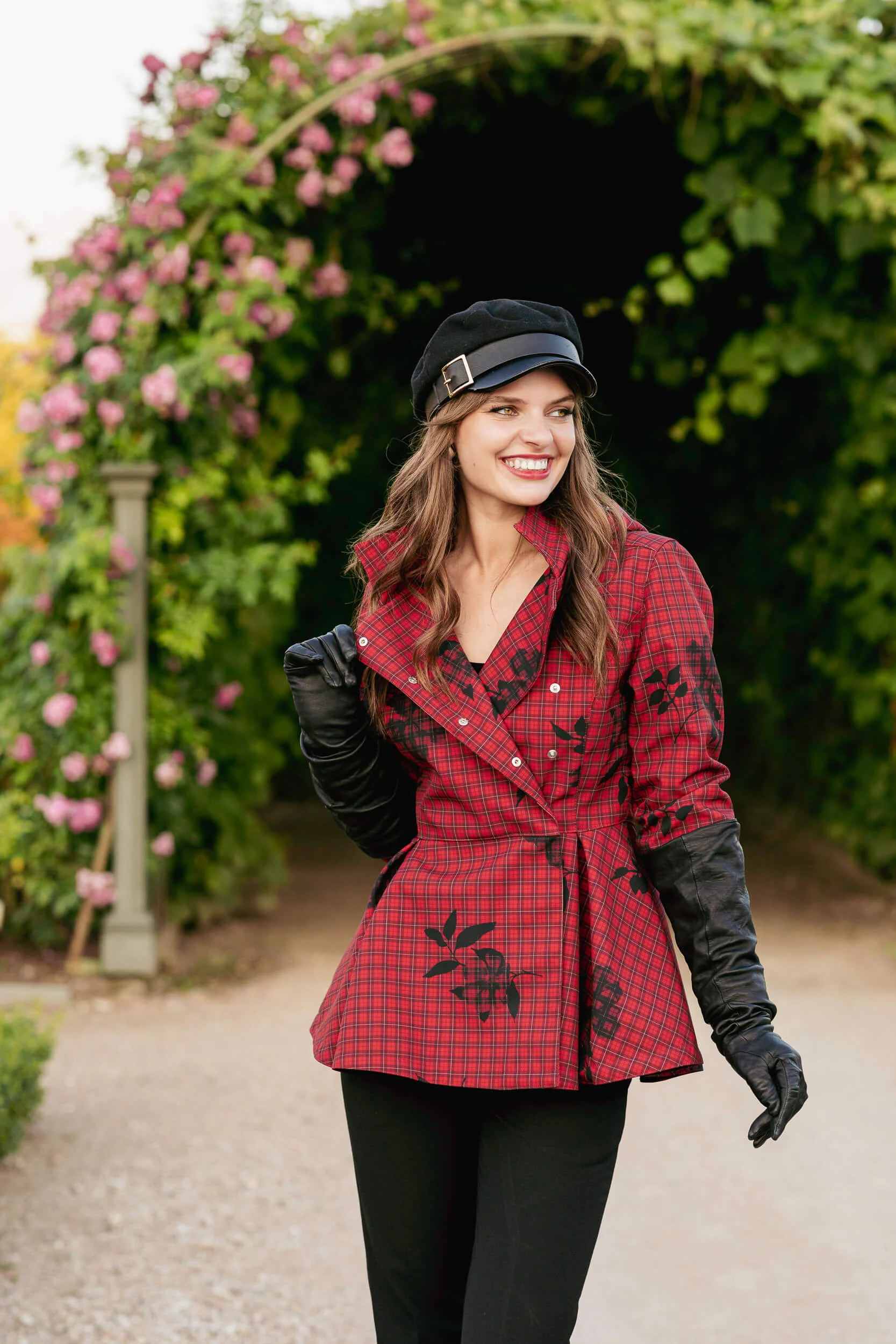 Double Breasted Jacket with Detachable Hood in Red | Crimson Heart - Image 6