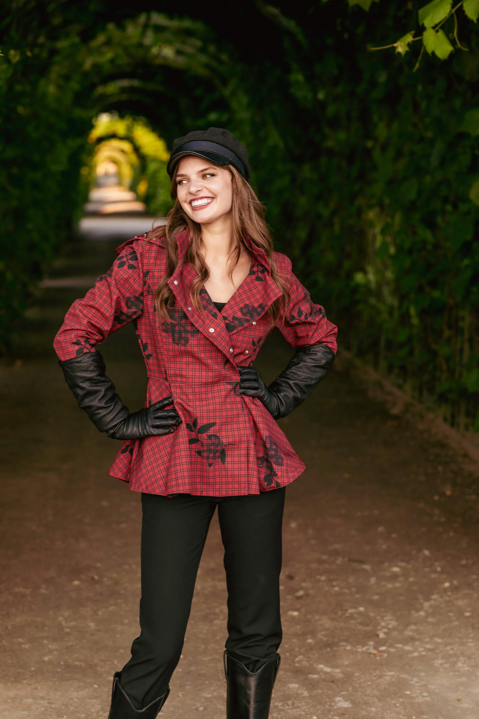 Double Breasted Jacket with Detachable Hood in Red | Crimson Heart - Image 7